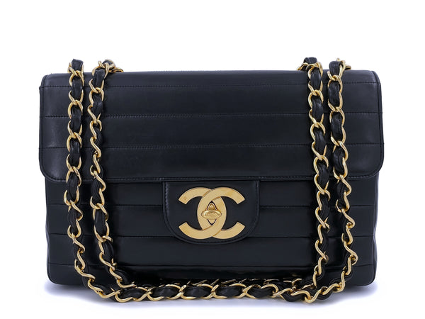 Chanel Black Vintage Lambskin "Jumbo Classic Flap 24k GHW – Boutique Patina