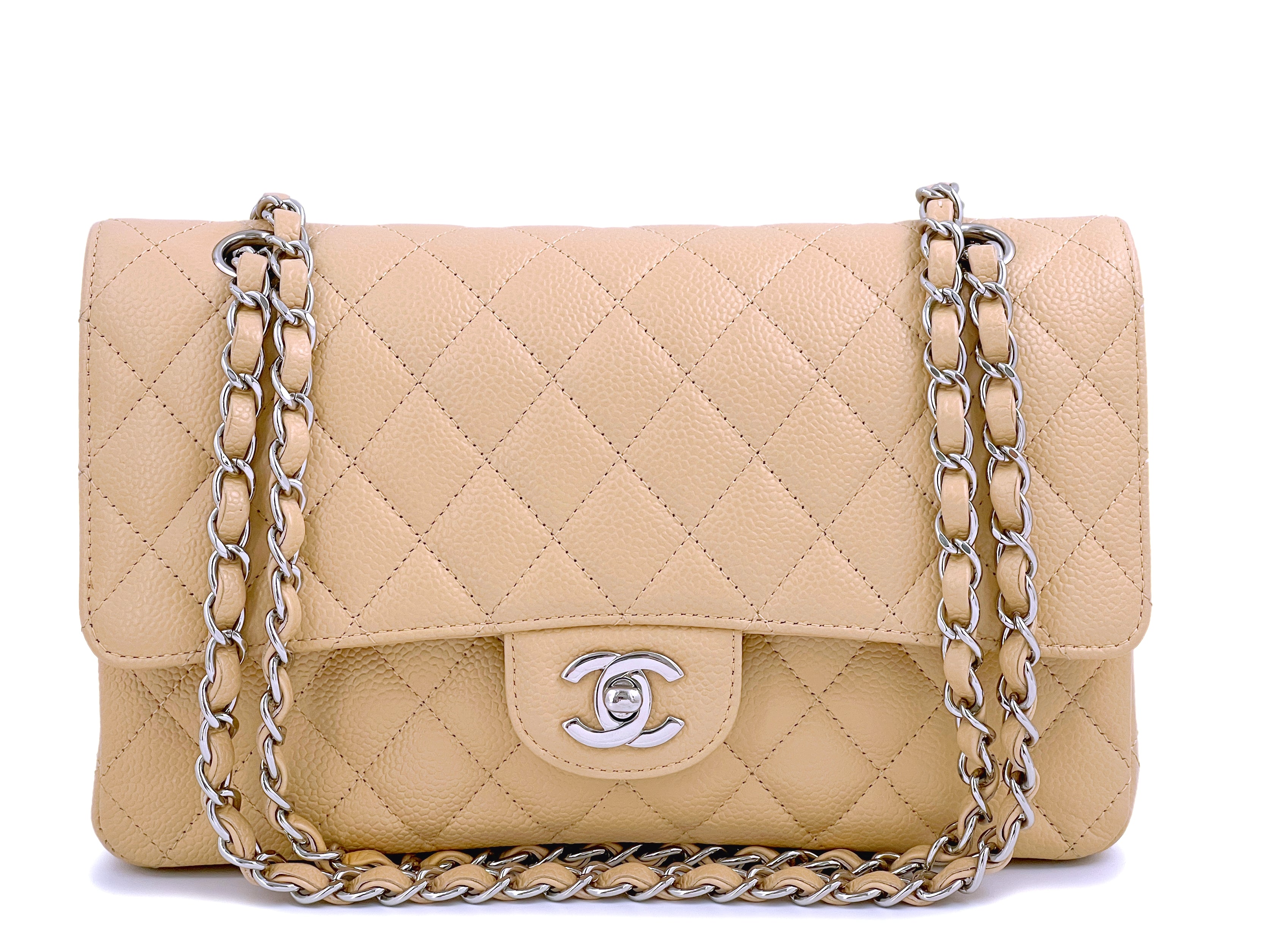 Chanel Light Beige Caviar Medium Classic Double Flap. Bag SHW – Boutique  Patina