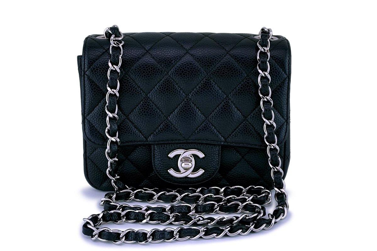 Chanel 2019 Quilted Small Flap Bag Black Grained Calfskin Leather Crossbody