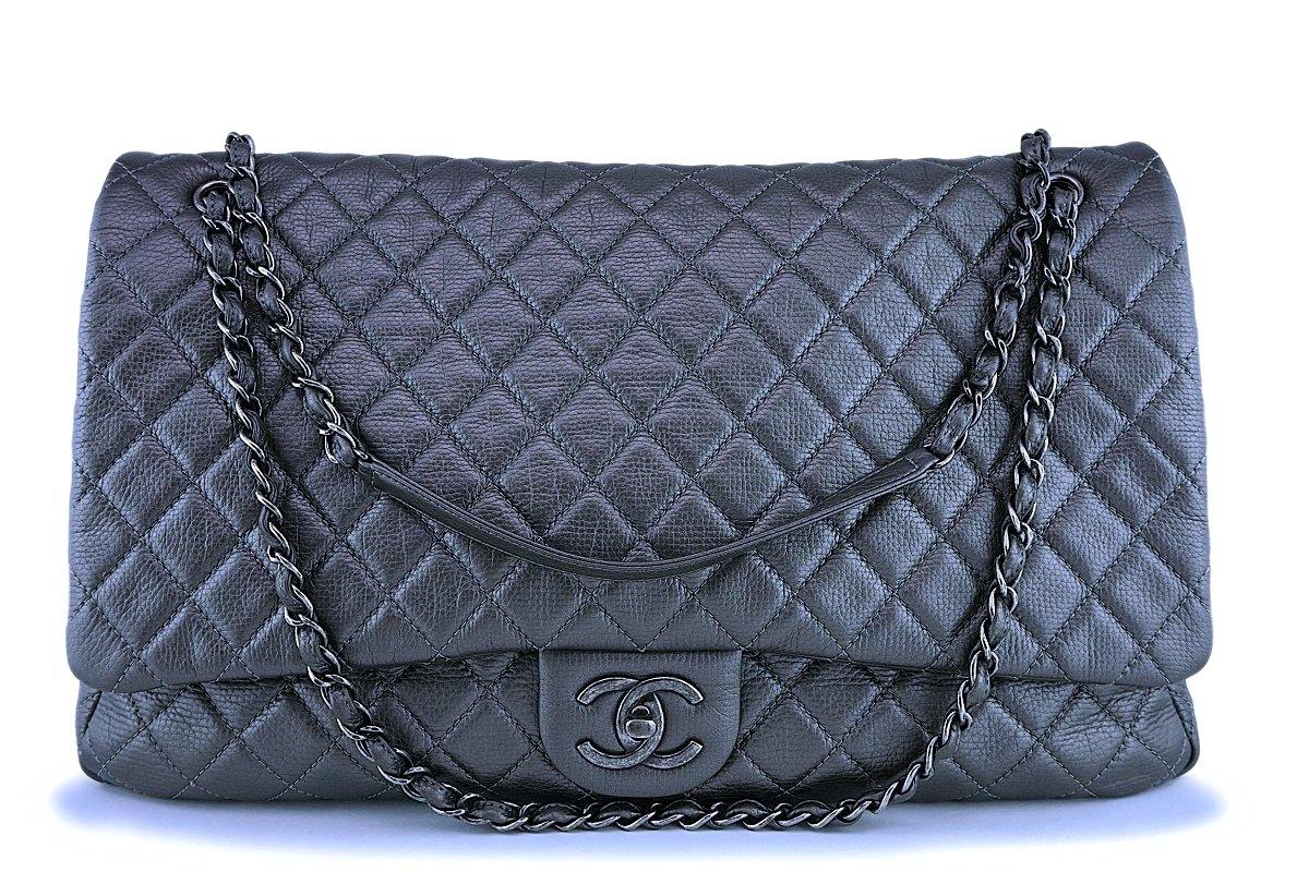 Chanel Navy XXL Classic Travel Flap Bag For Sale at 1stDibs