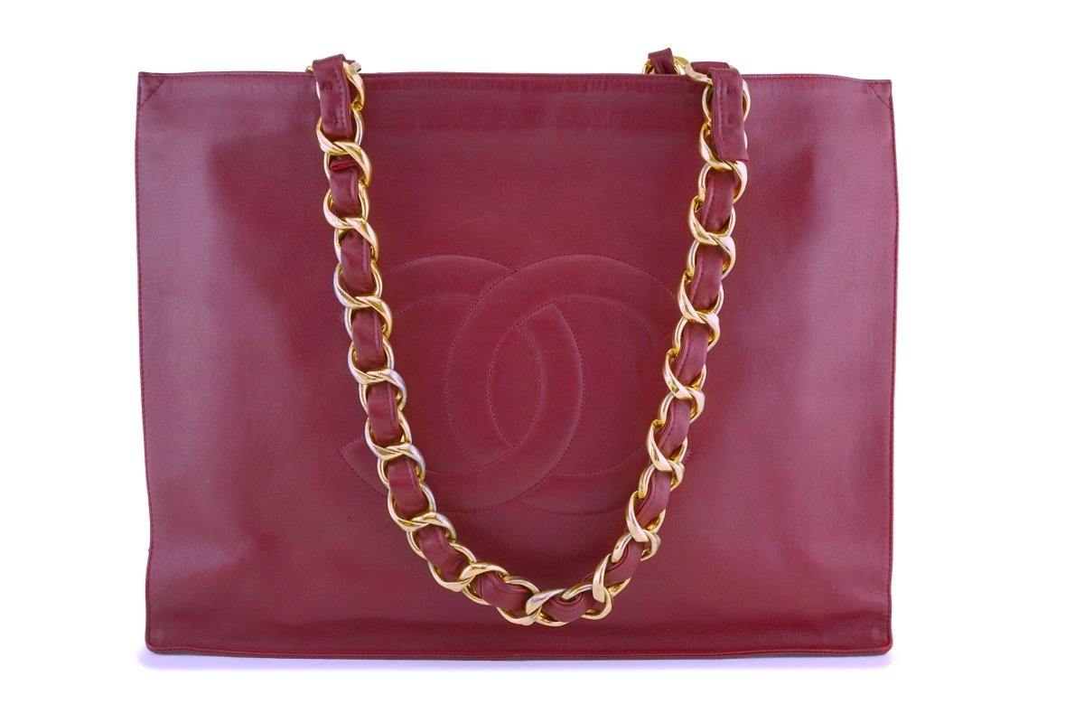 Chanel Red Vintage Calfskin Chunky Chain Tote Bag 24k GHW