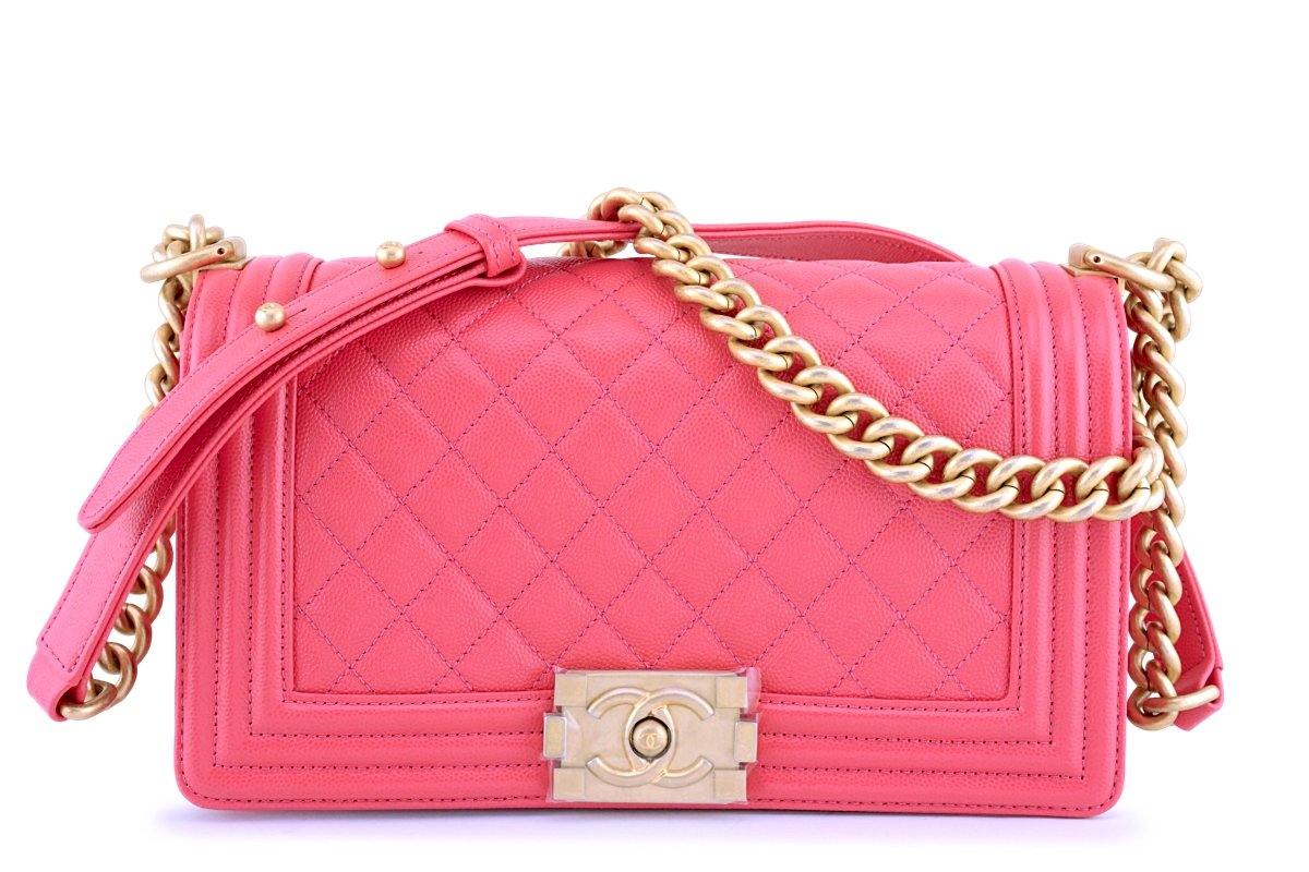 New 18S Chanel Pink Caviar Medium Classic Boy Flap Bag GHW – Boutique ...