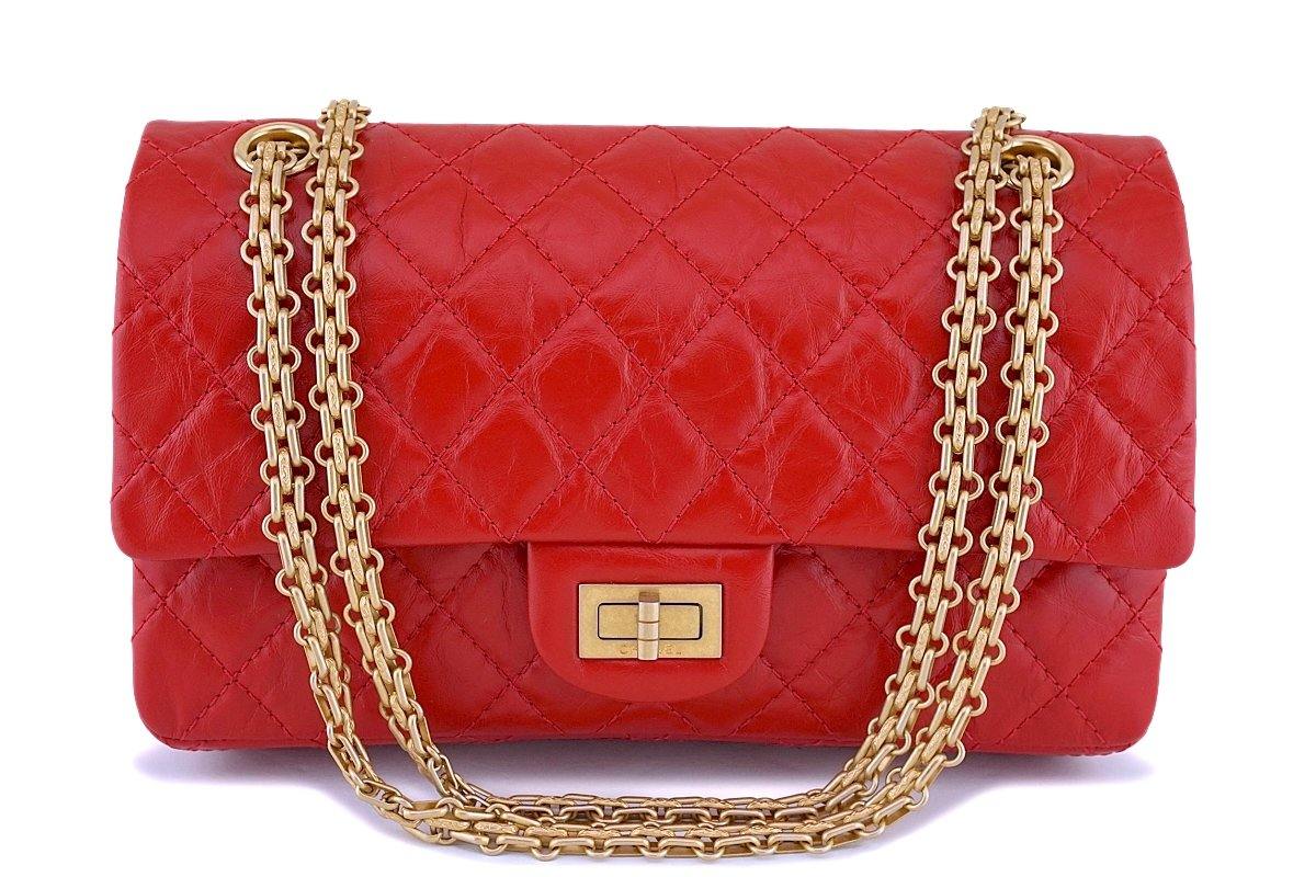NIB 100% AUTH Chanel 12A Red Leather Sac Rabat Flap Bag