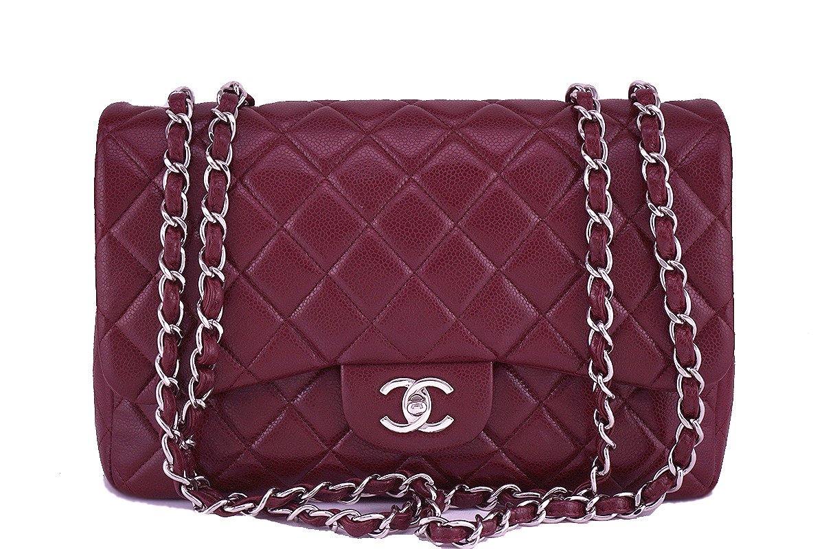 CHANEL Caviar Quilted Jumbo Double Flap Red 933467