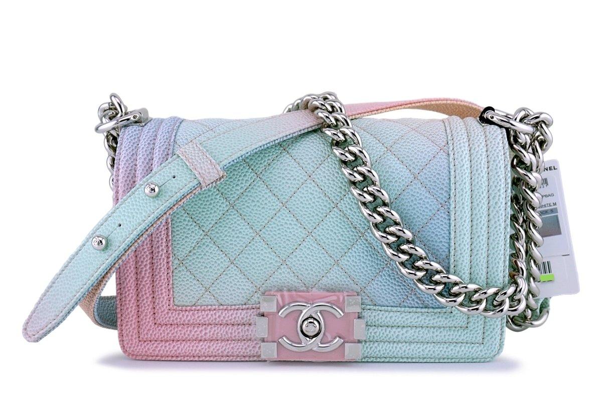 New 18P Chanel Caviar Pastel Rainbow Classic Boy Flap Bag