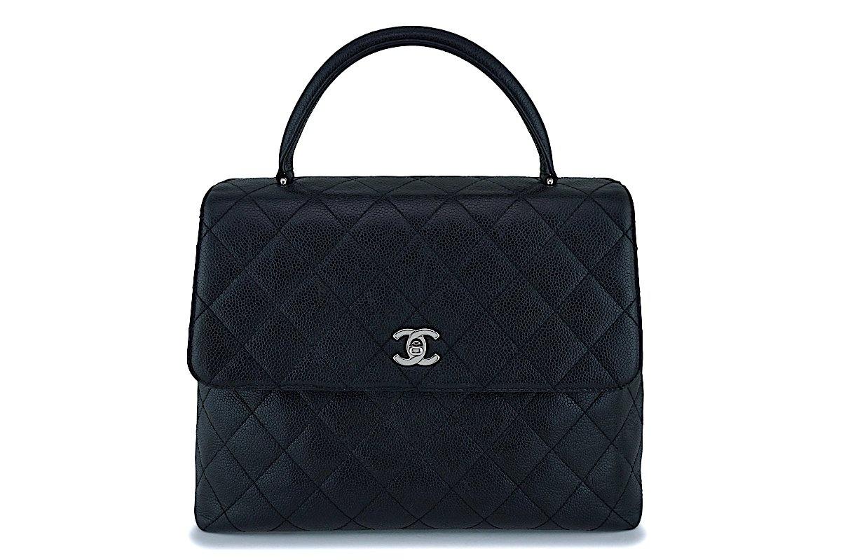 chanel large black tote leather