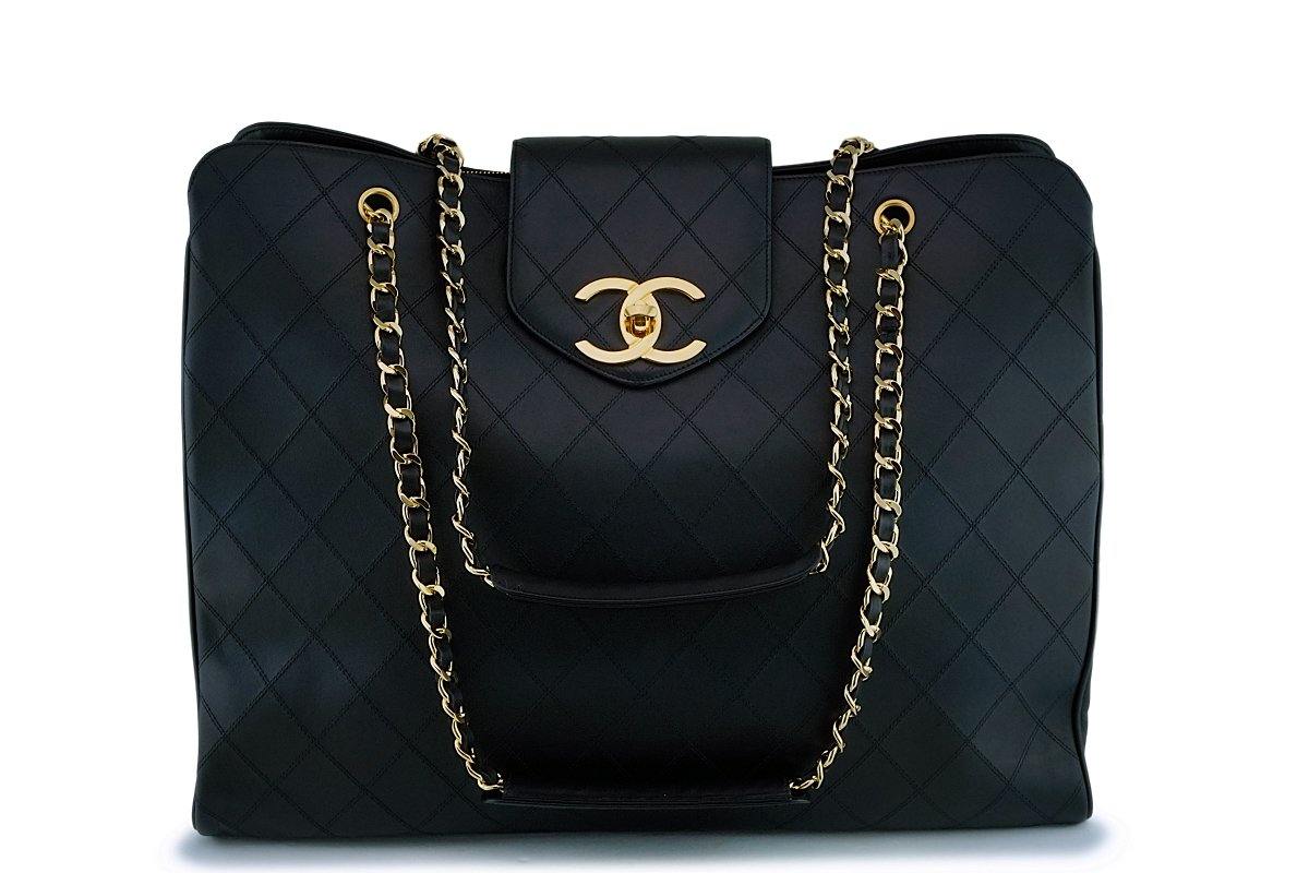 *rare condition* Chanel Vintage Black Weekender Supermodel XL Shopper ...