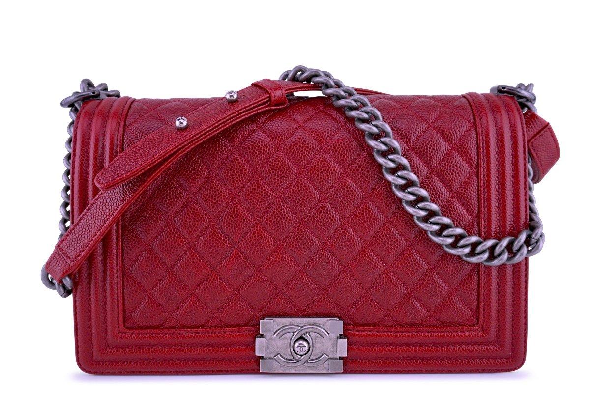 Chanel Dark Red Boy Classic Flap Medium Caviar Bag RHW – Boutique Patina