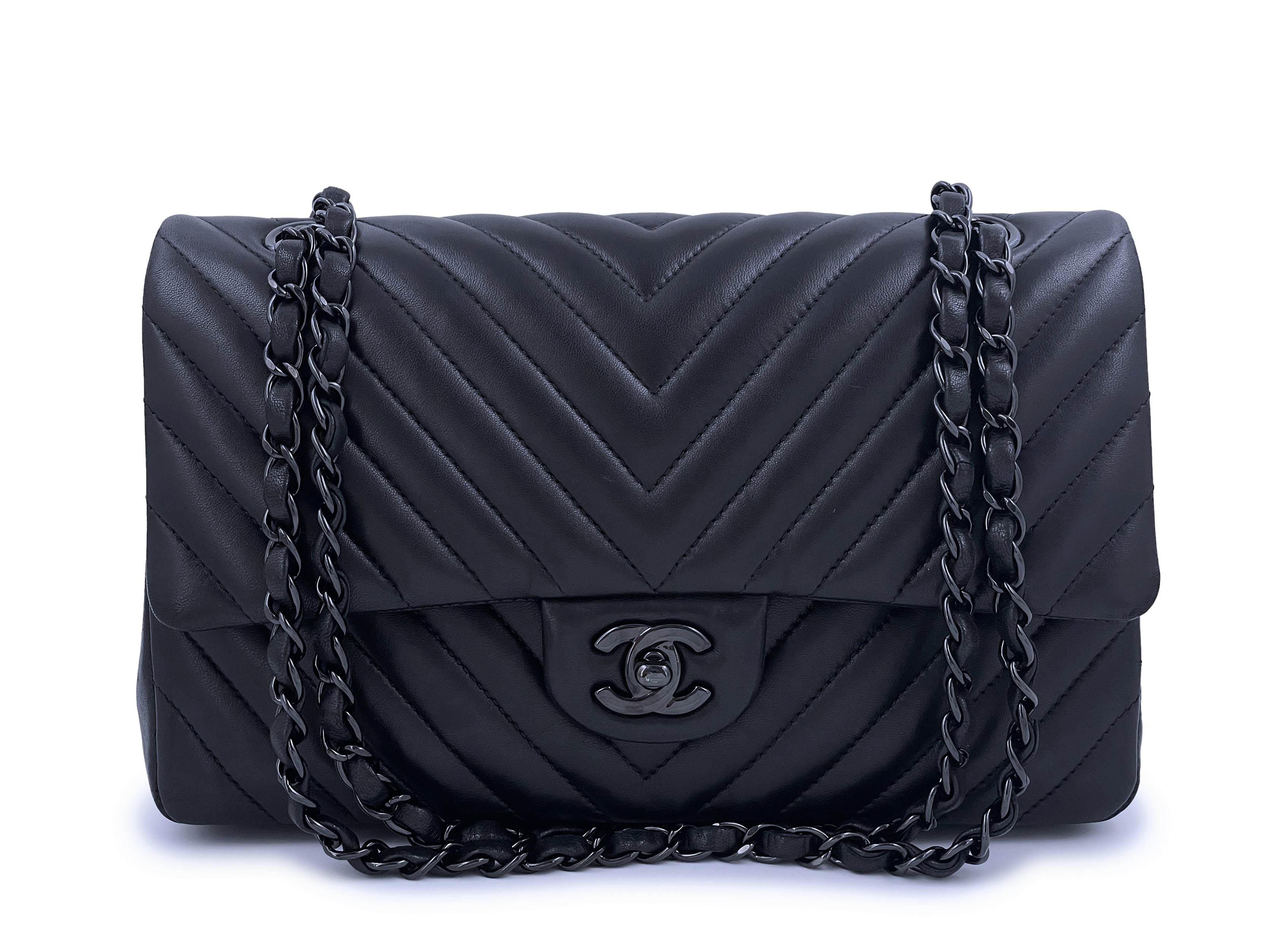 Chanel Women's Long Flap Chevron Leather Wallet