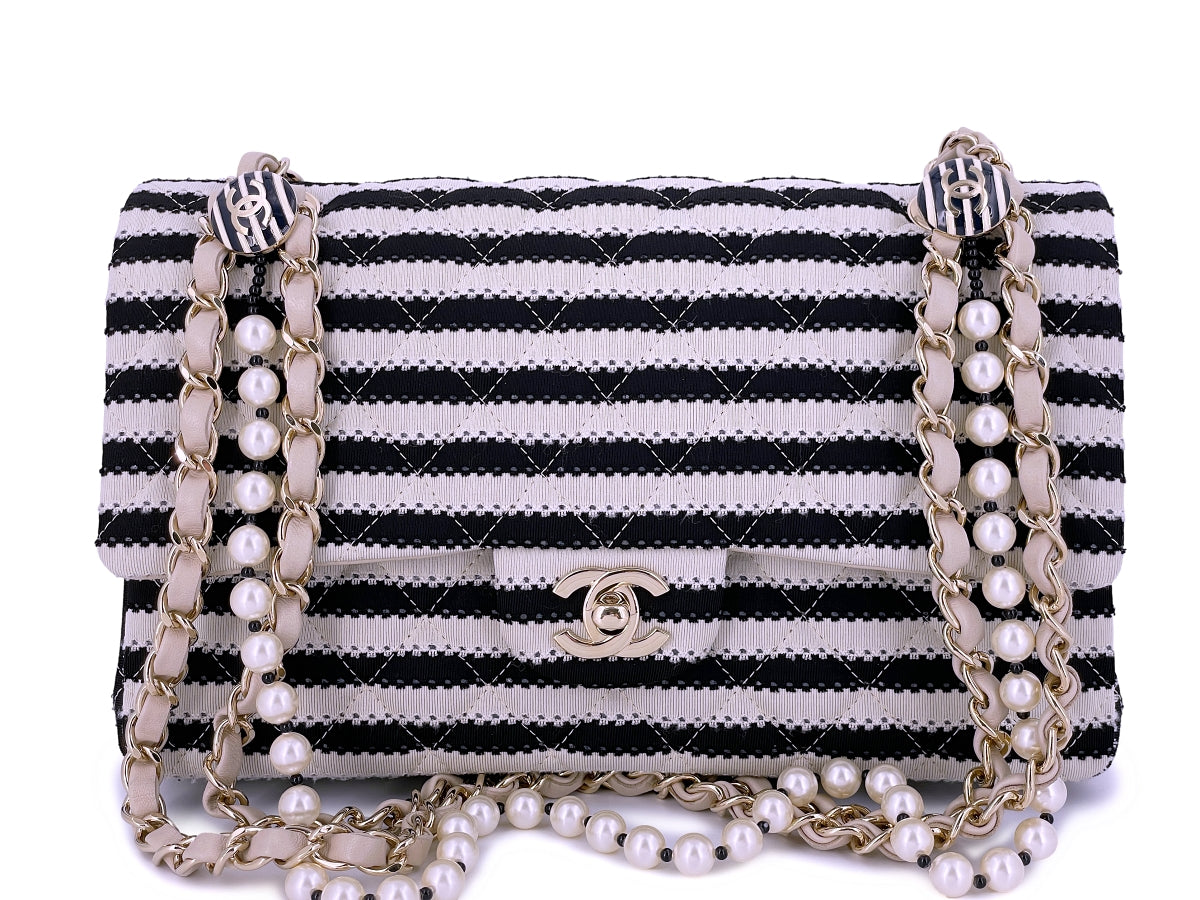 12P Chanel Pearl Beige-White Caviar Medium Classic Double Flap Bag GHW –  Boutique Patina