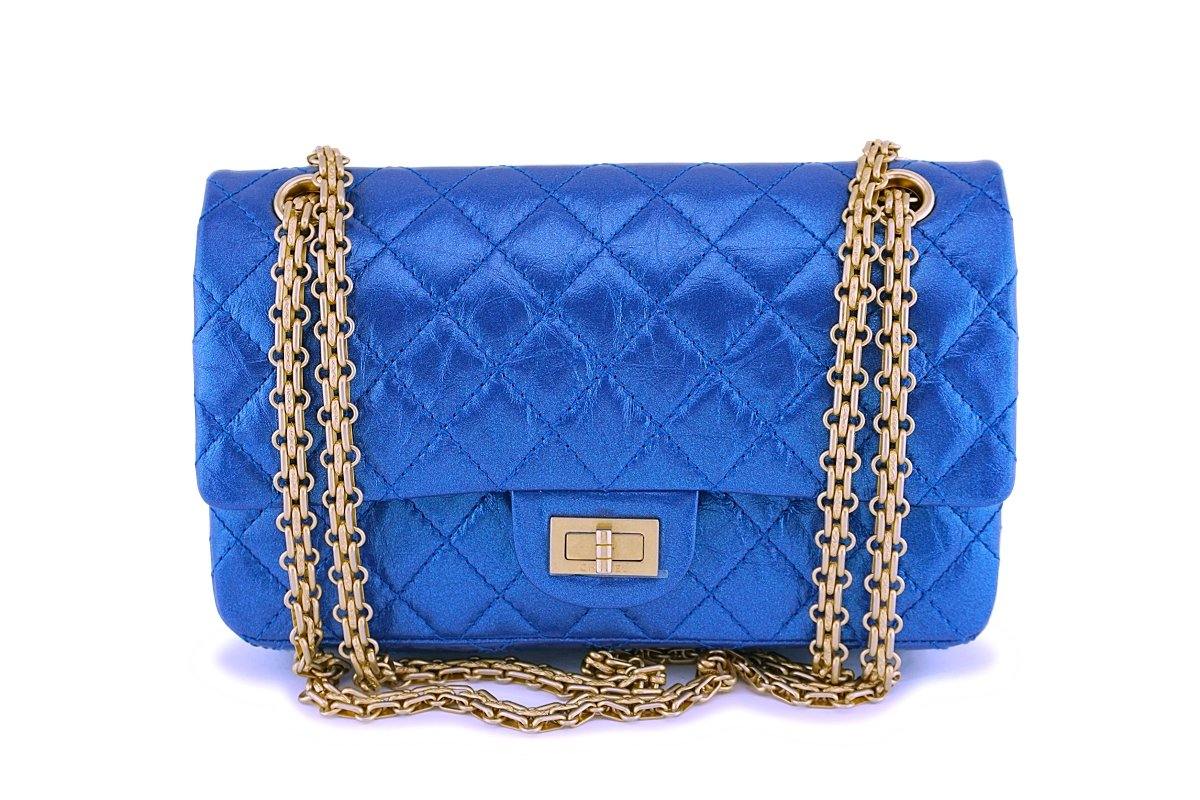 NIB 19A Chanel Iridescent Royal Electric Blue 2.55 225 Small