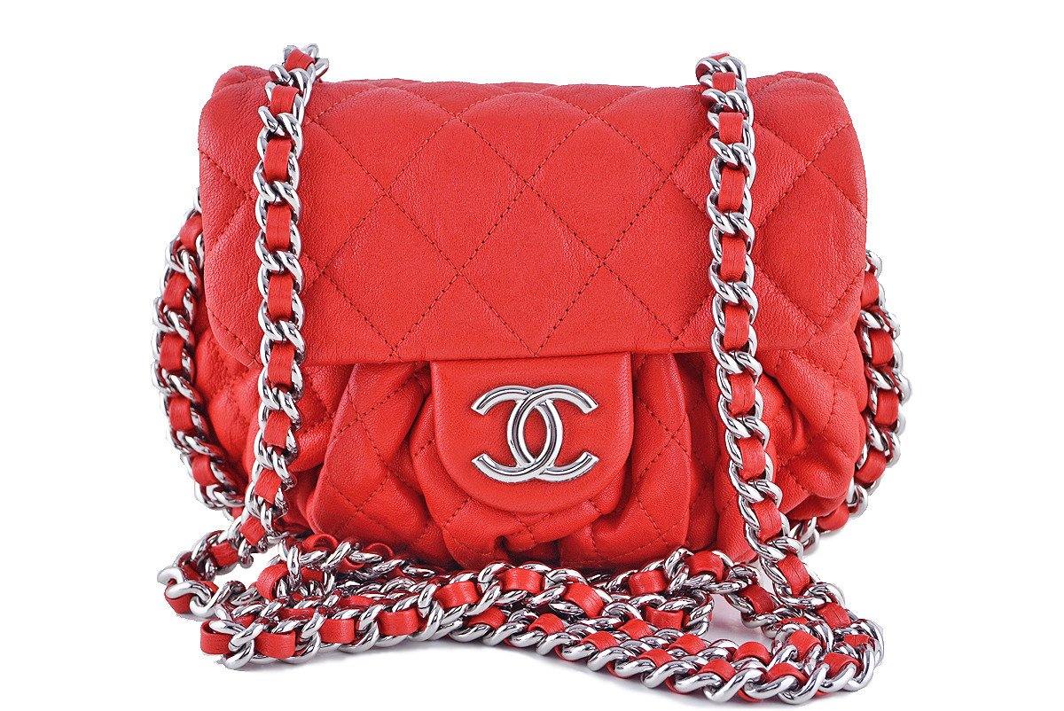 Chanel Red Chain Around Mini Classic Flap, Small Crossbody Bag