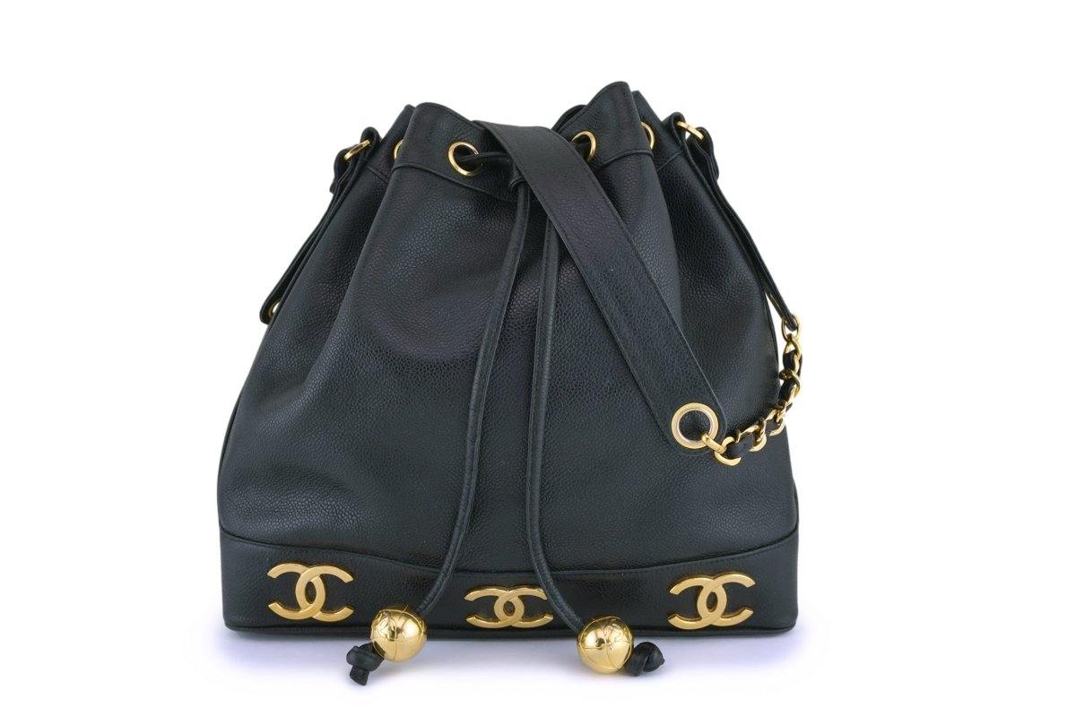 chanel black bucket bag large