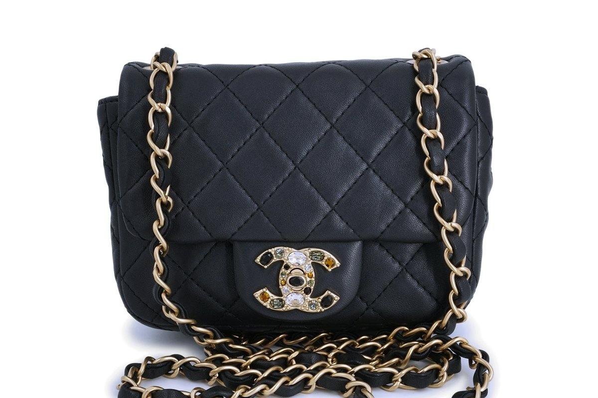 Chanel Black Ultra Mini Flap Bag Lego with Emerald-Baguette Crystals –  Boutique Patina