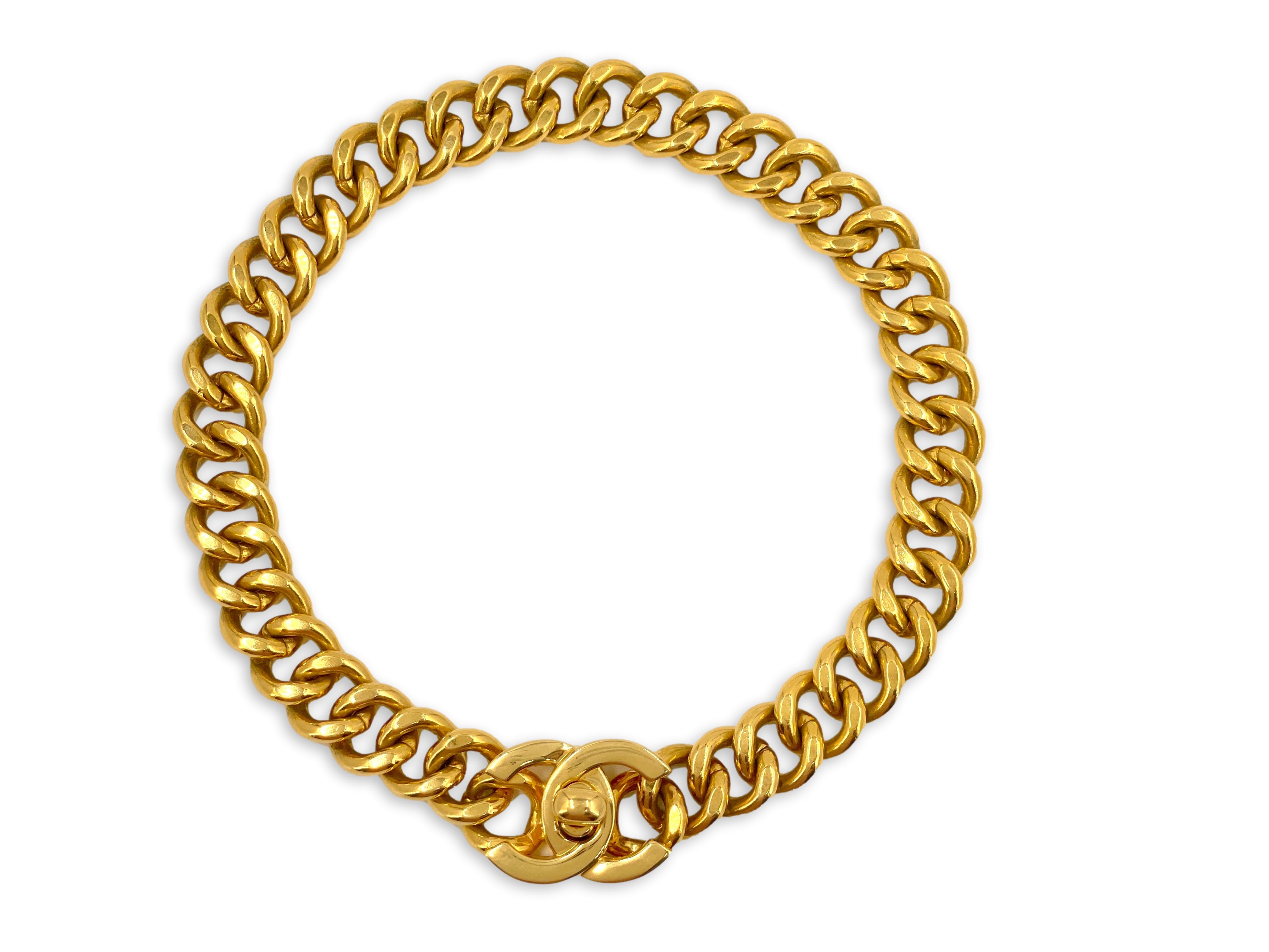 Chanel Vintage Silver Metal Chain Turnlock CC Choker Necklace, 1996  Available For Immediate Sale At Sotheby's