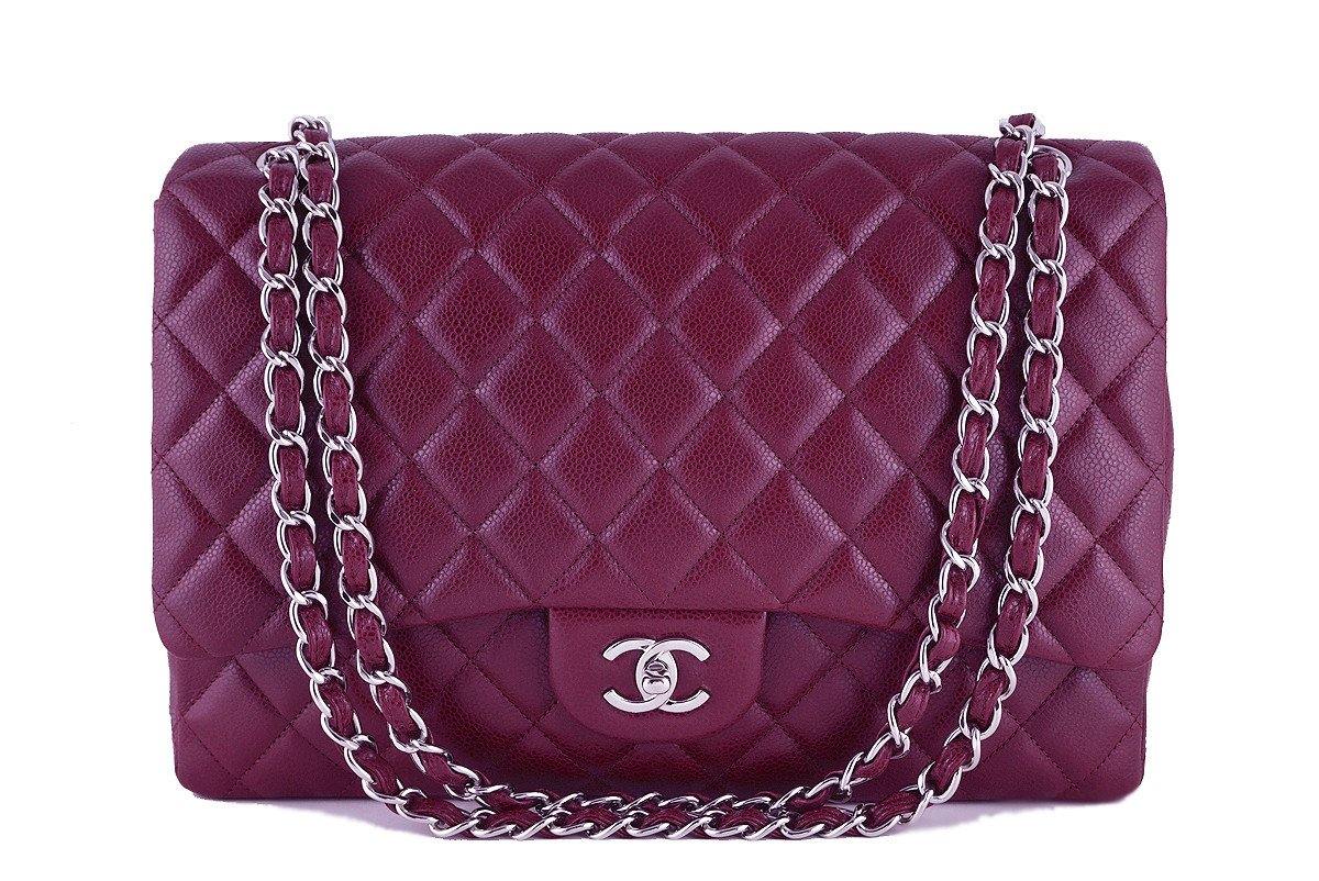 Dark Pink Quilted Soft Caviar Maxi Classic Single Flap Bag Silver Hardware,  2008-2009, Handbags & Accessories, The Chanel Collection, 2022