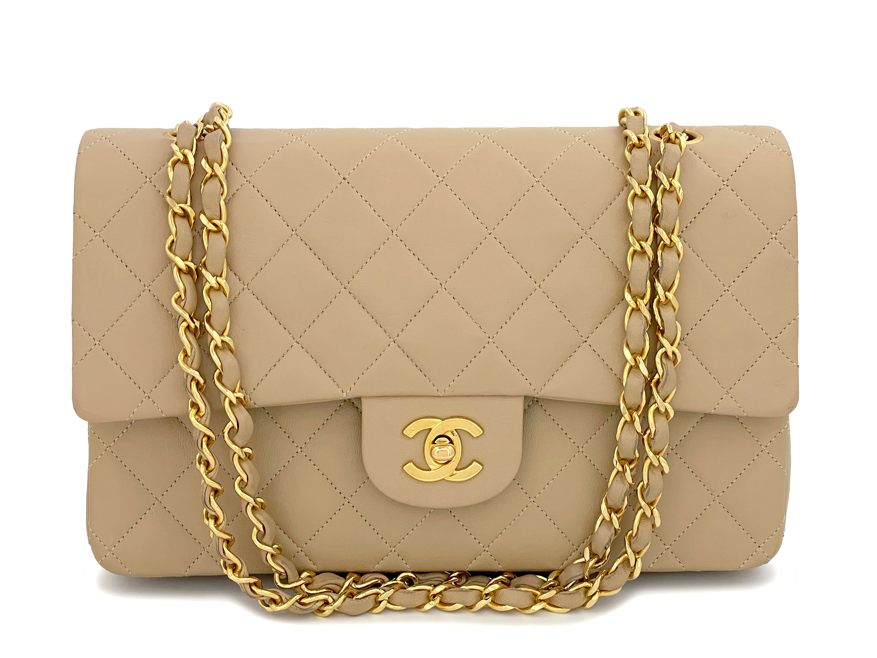 Pristine Chanel 1989 Vintage Beige Medium Classic Double Flap Bag