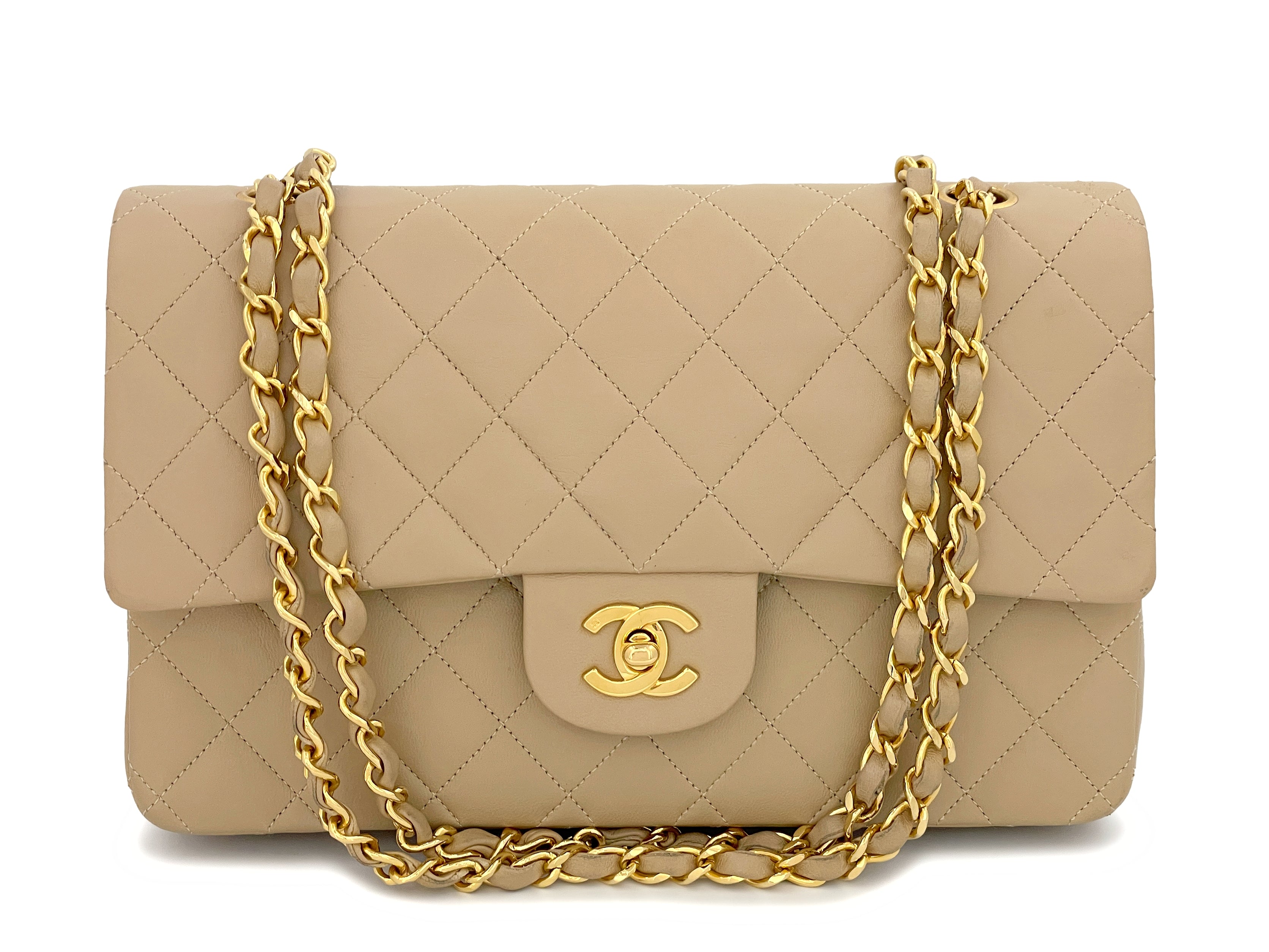 beige lambskin chanel flap bag