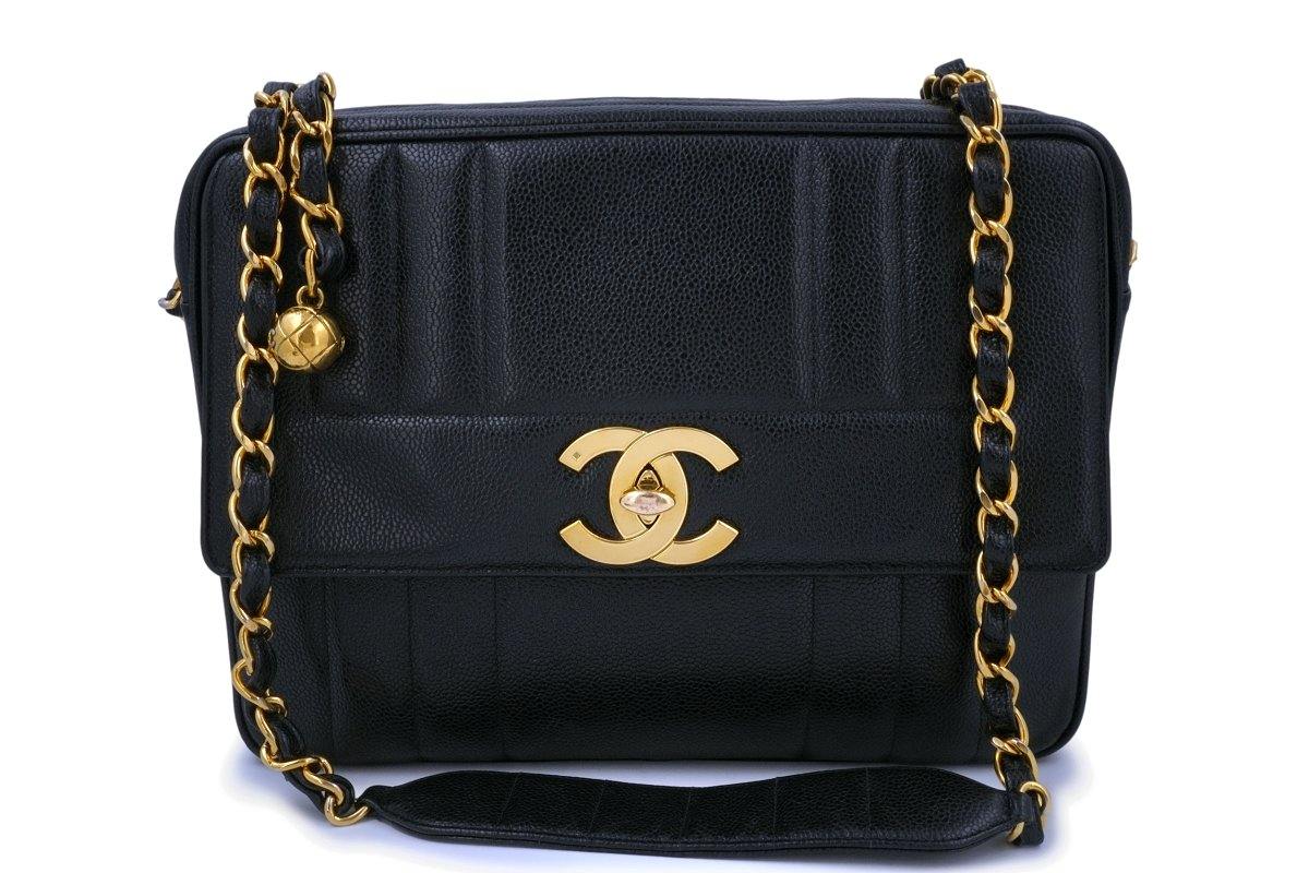 Chanel Vintage Black Caviar Jumbo Madmoiselle Camera Flap Bag 24k GHW –  Boutique Patina