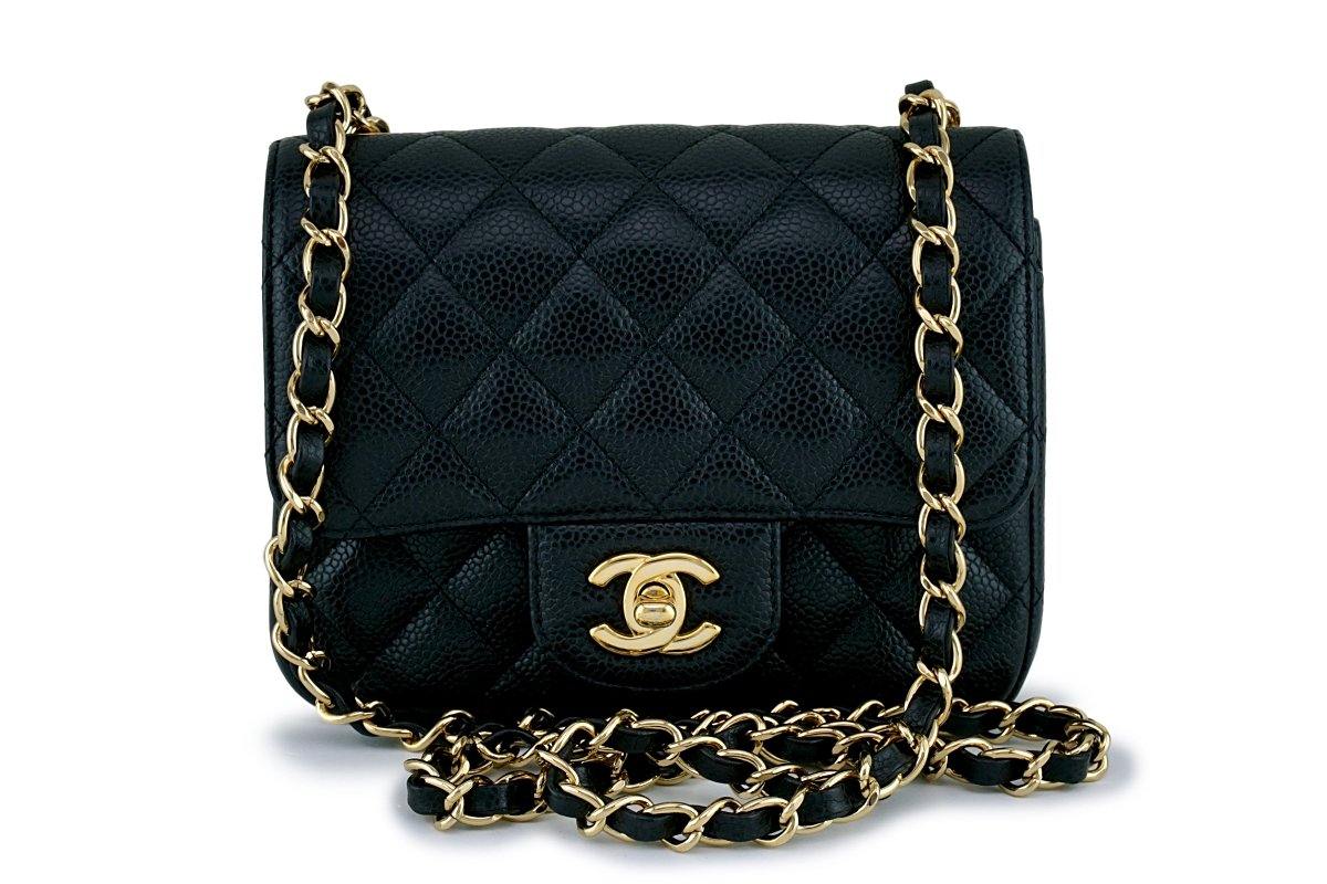 Chanel Black Caviar Mini Classic Square Flap Bag 17 61688