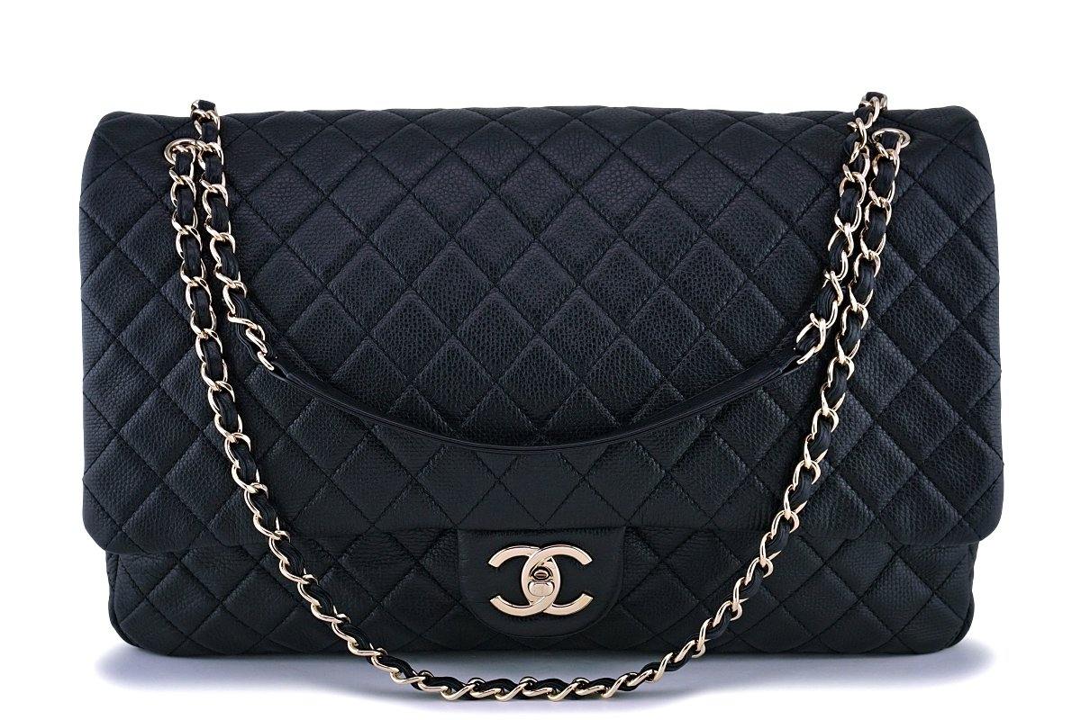 17S Chanel Black Ltd Airlines Runway Travel XXL Classic Flap Bag GHW –  Boutique Patina