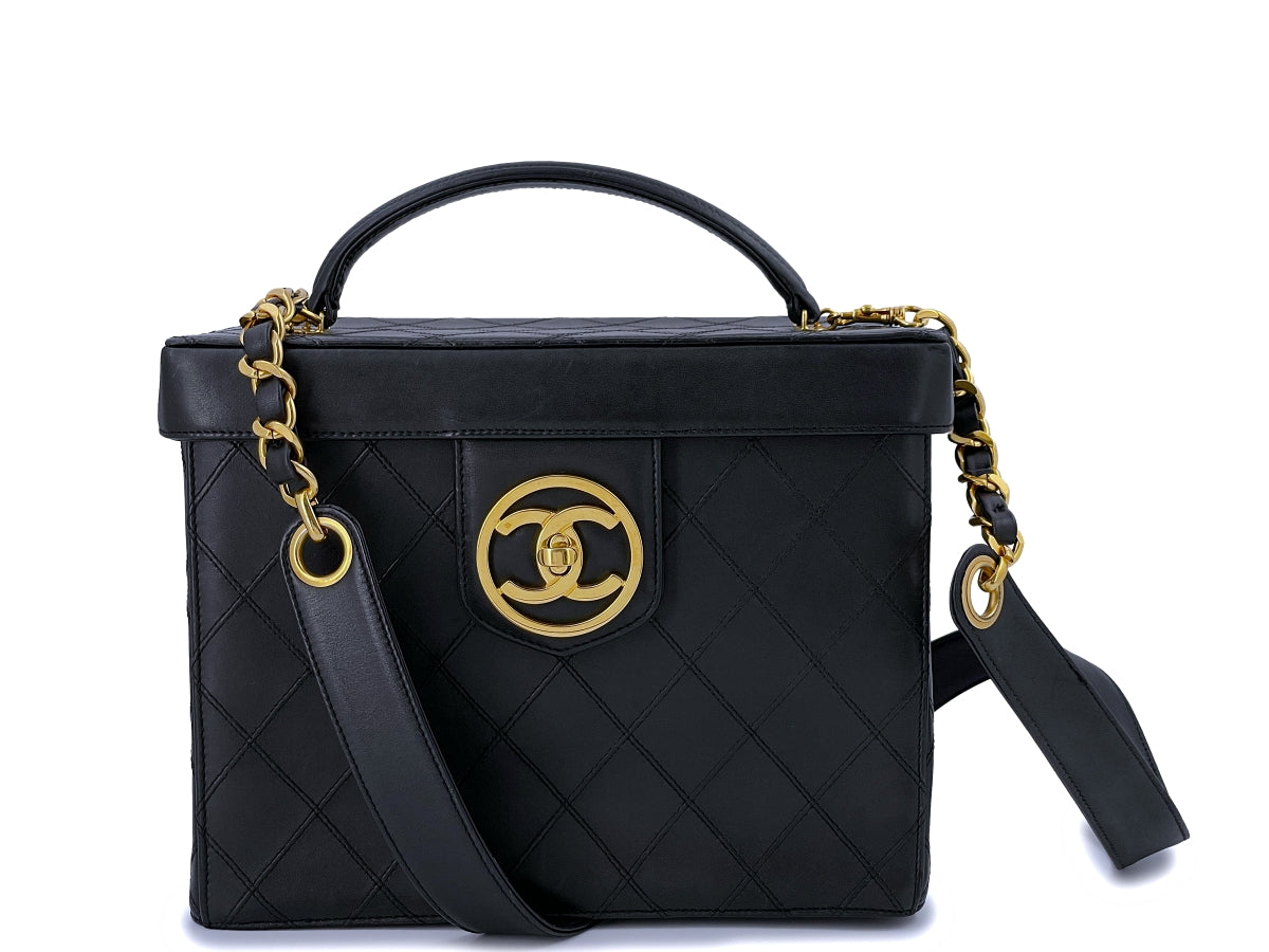 Chanel Vintage Black Caviar Vanity Cosmetics Case Box Shoulder Bag 24k –  Boutique Patina