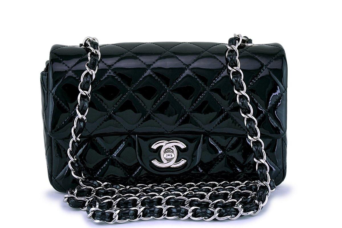 Chanel Black Patent Classic Quilted Rectangular Mini Flap Bag