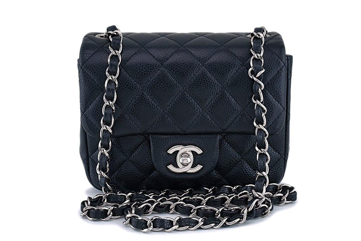 Chanel Mini Classic Flap Bag in Black and Silver Hardware