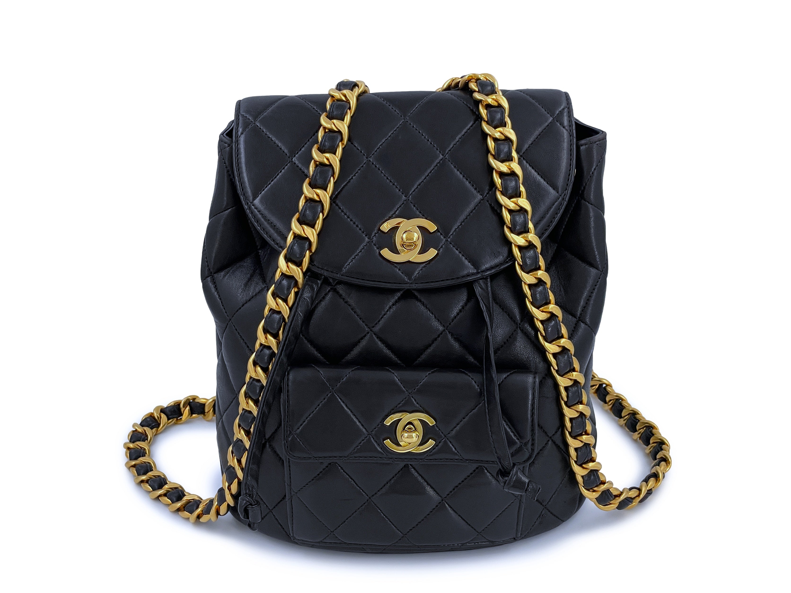 Chanel Black Quilted Calfskin Backpack Pale Gold Hardware (Very Good)