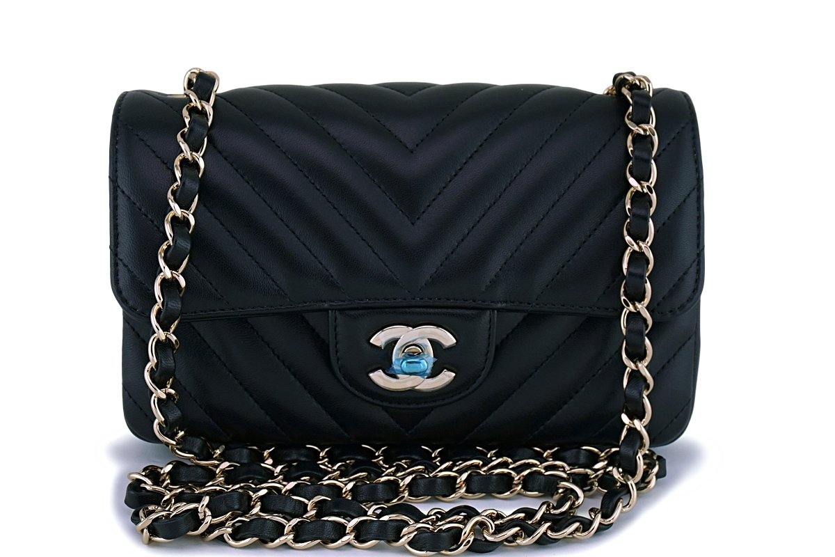 Chanel Black Quilted Lambskin Classic Square Flap Mini