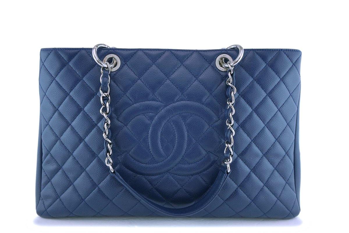 CHANEL Caviar Quilted Grand Shopping Tote GST Blue 1232579