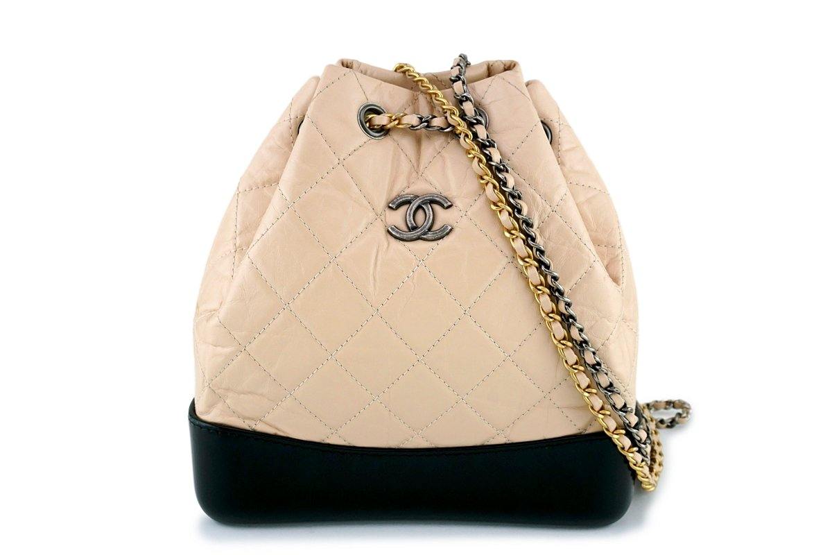 Chanel - Authenticated Gabrielle Handbag - Leather Beige Plain for Women, Very Good Condition