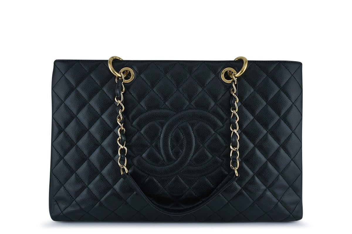 Chanel Black Caviar XL GST Grand Shopper Shopping Tote Bag SHW
