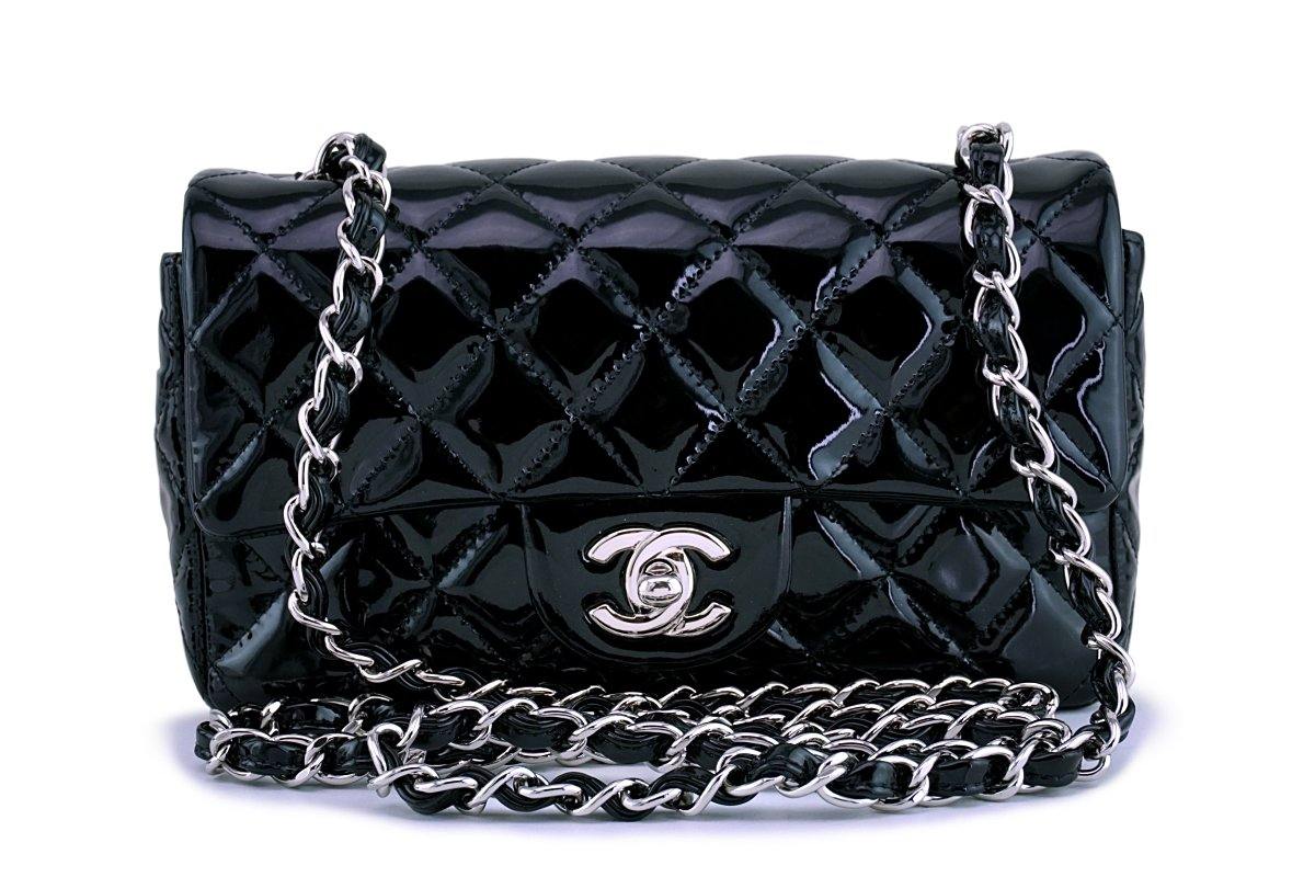 Chanel Black Quilted Lambskin Rectangular Extra Mini Flap Bag in