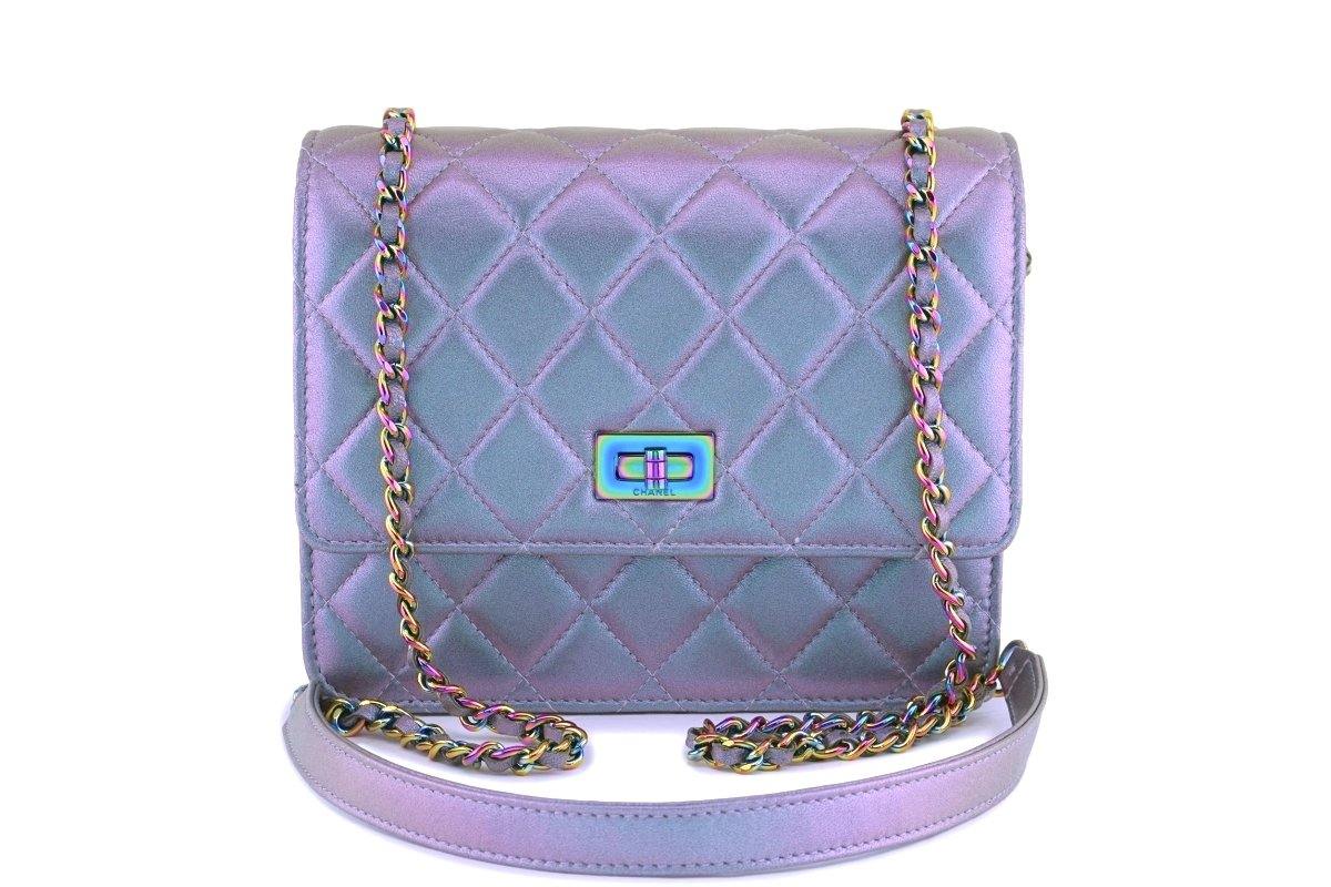 New CHANEL Square Mini 2021 Iridescent Pink Calfskin Leather Bag