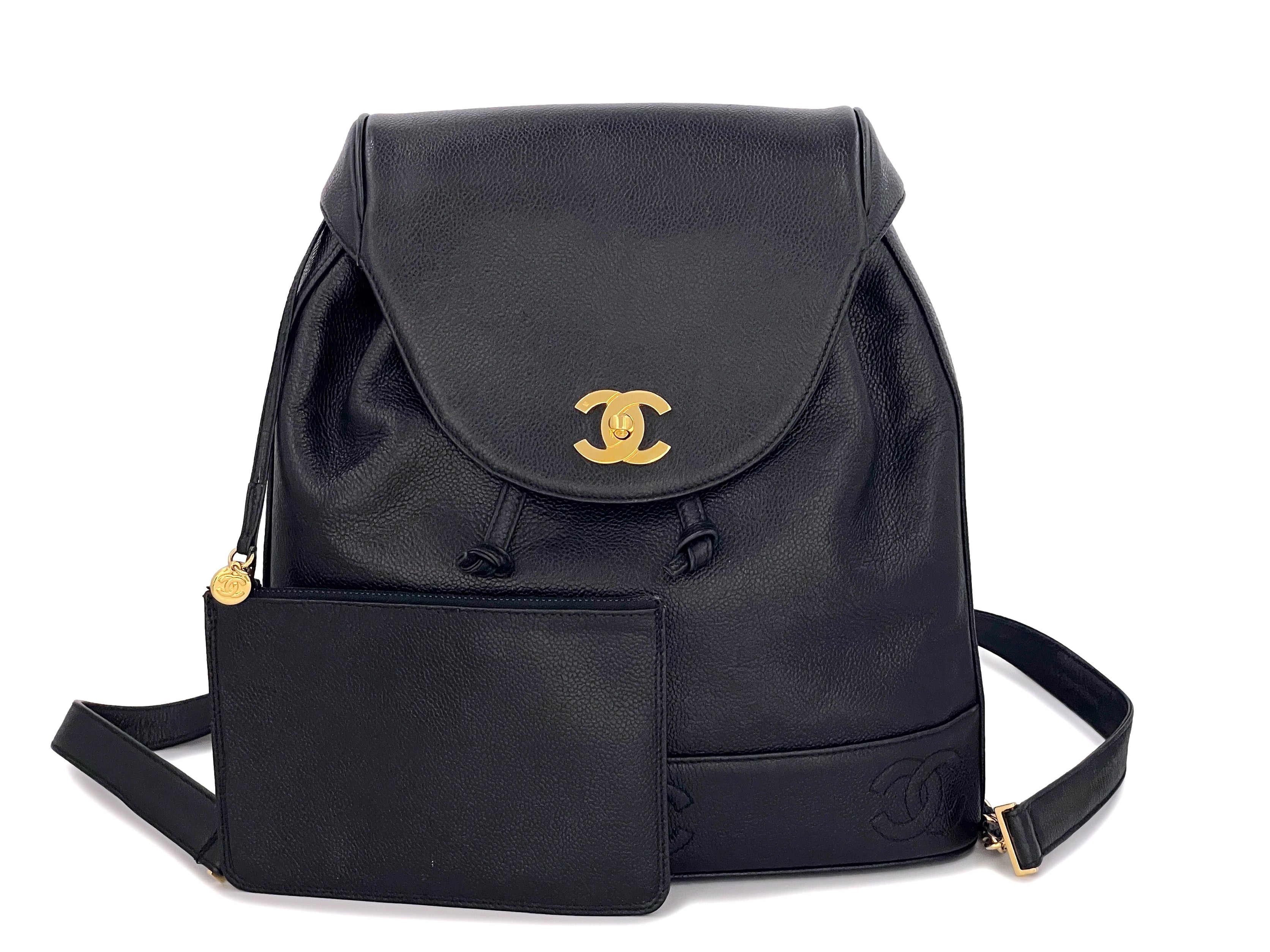 Chanel Vintage Black Caviar Large CC Backpack Bag 24k GHW – Boutique Patina