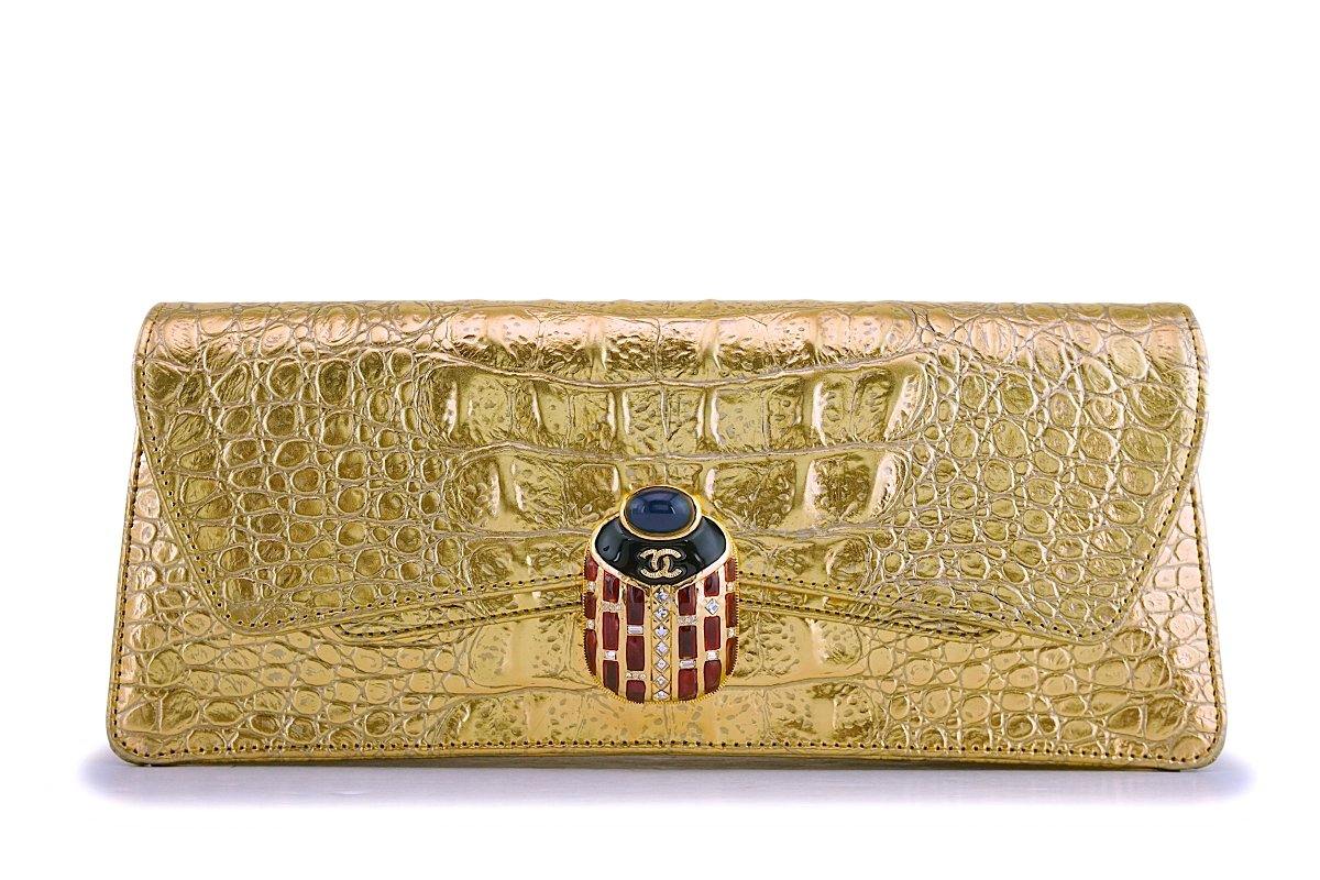 Vintage Chanel Chain Envelope Evening Clutch Bag Pink Crocodile Gold H –  Madison Avenue Couture