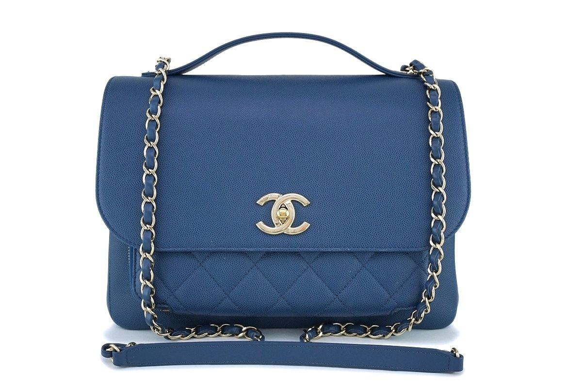 Chanel Business Affinity Flap Bag Quilted Caviar Small Blue 2406791