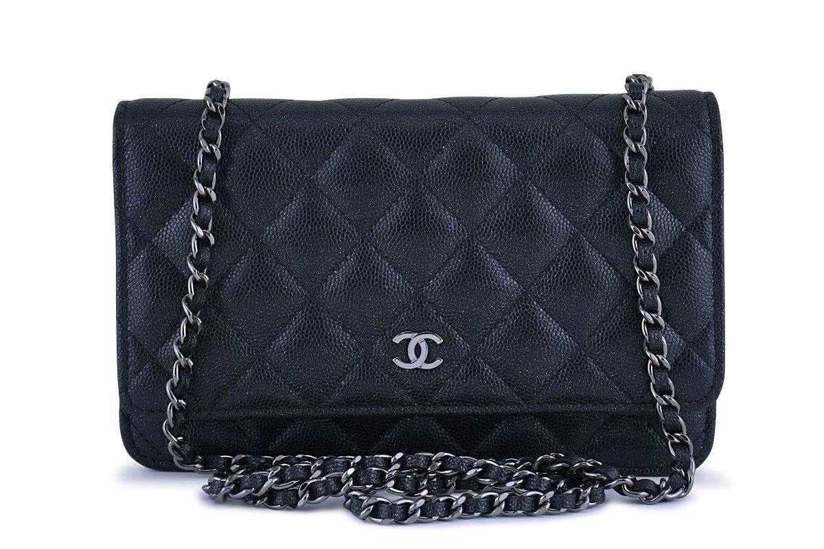 chanel caviar quilted wallet on chain woc black