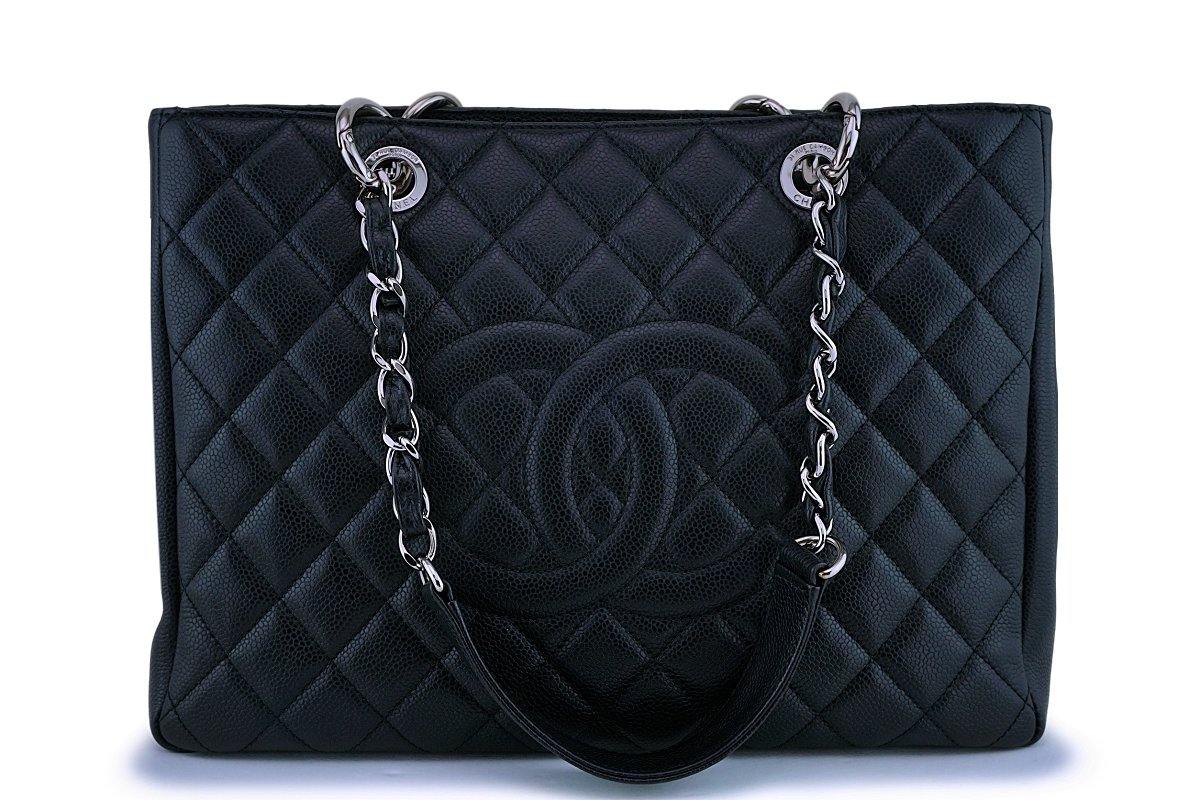 Chanel Black Caviar Classic Grand Shopper Tote GST Shopping Bag SHW ...