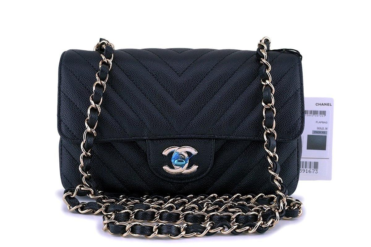 Chanel Chevron Mini Rectangular Flap Bag - Black Shoulder Bags, Handbags -  CHA715882