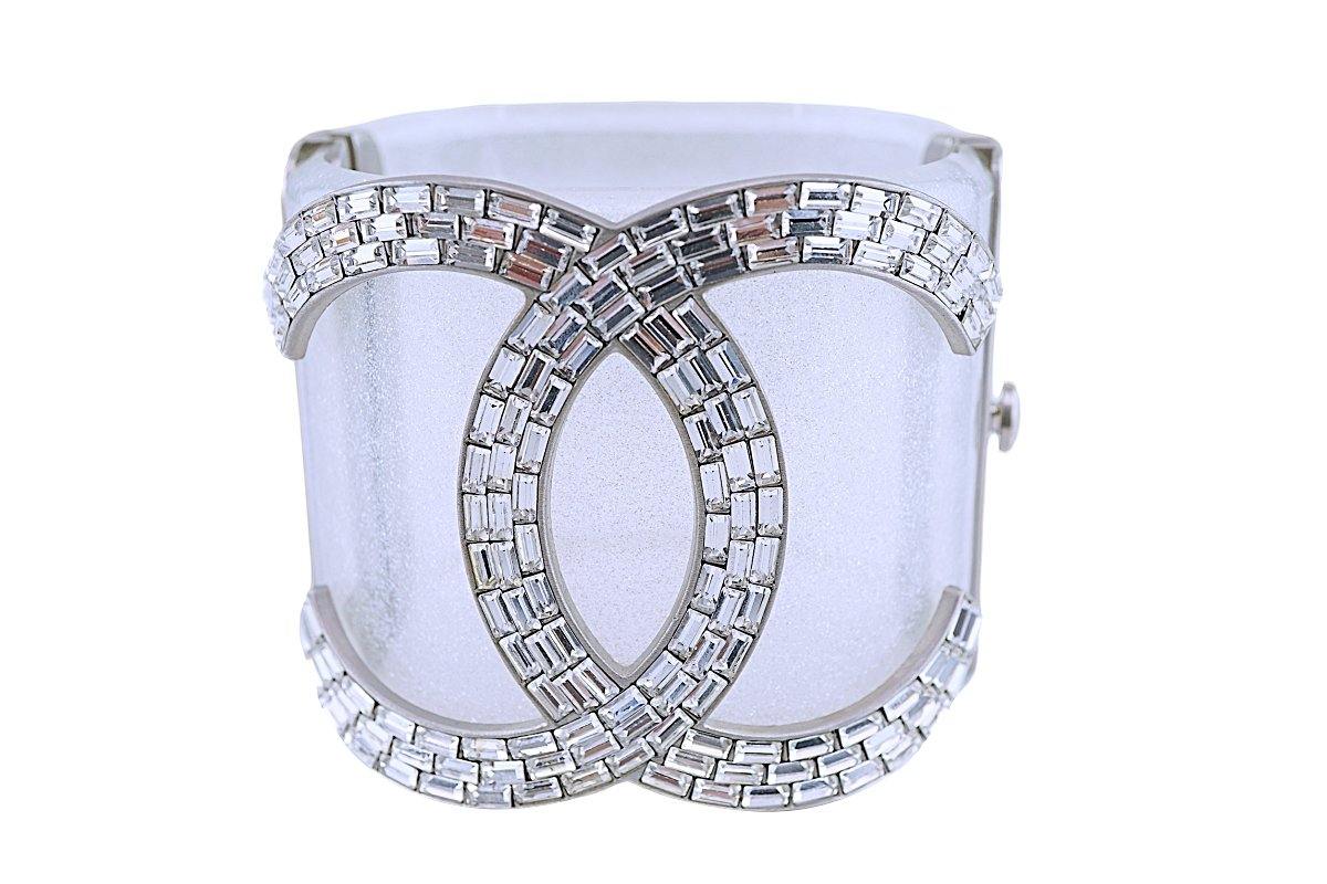 Rare Chanel 09P Massive XL CC Baguette Crystal Glitter Resin Cuff Brac –  Boutique Patina