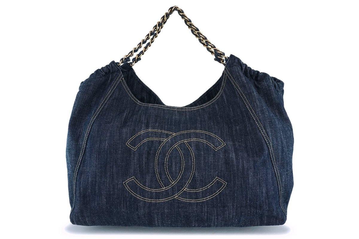 Chanel Denim Quilted CC Tote Bag