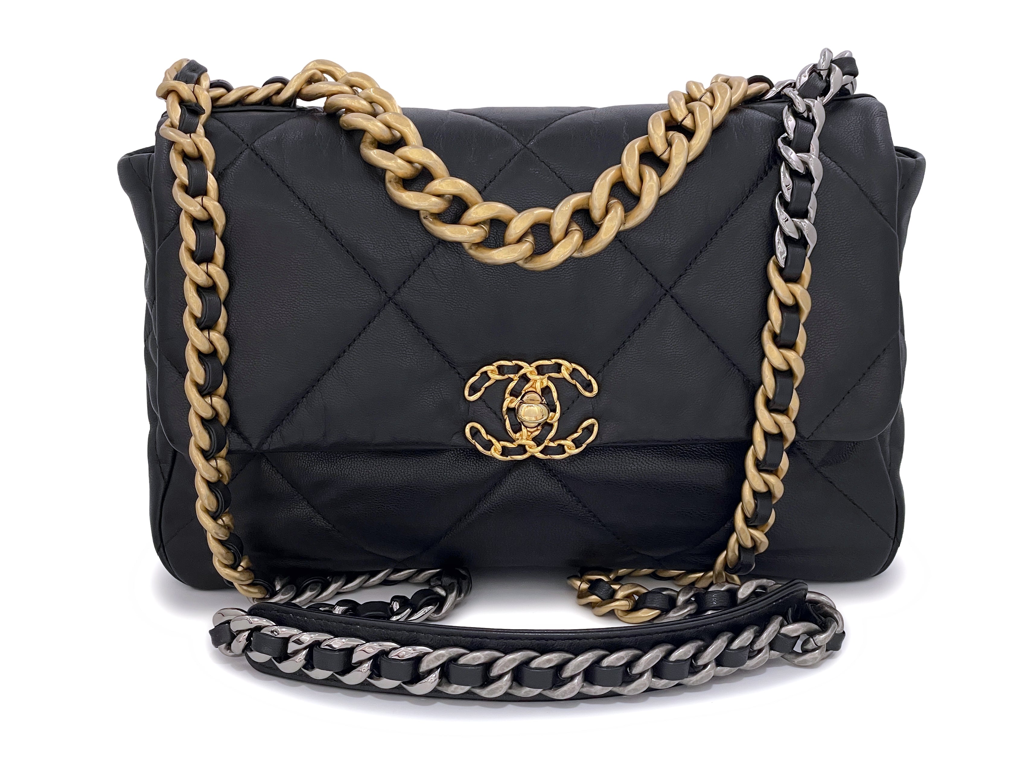 Chanel 19 Medium Flap Quilted Lambskin Leather Shoulder Bag