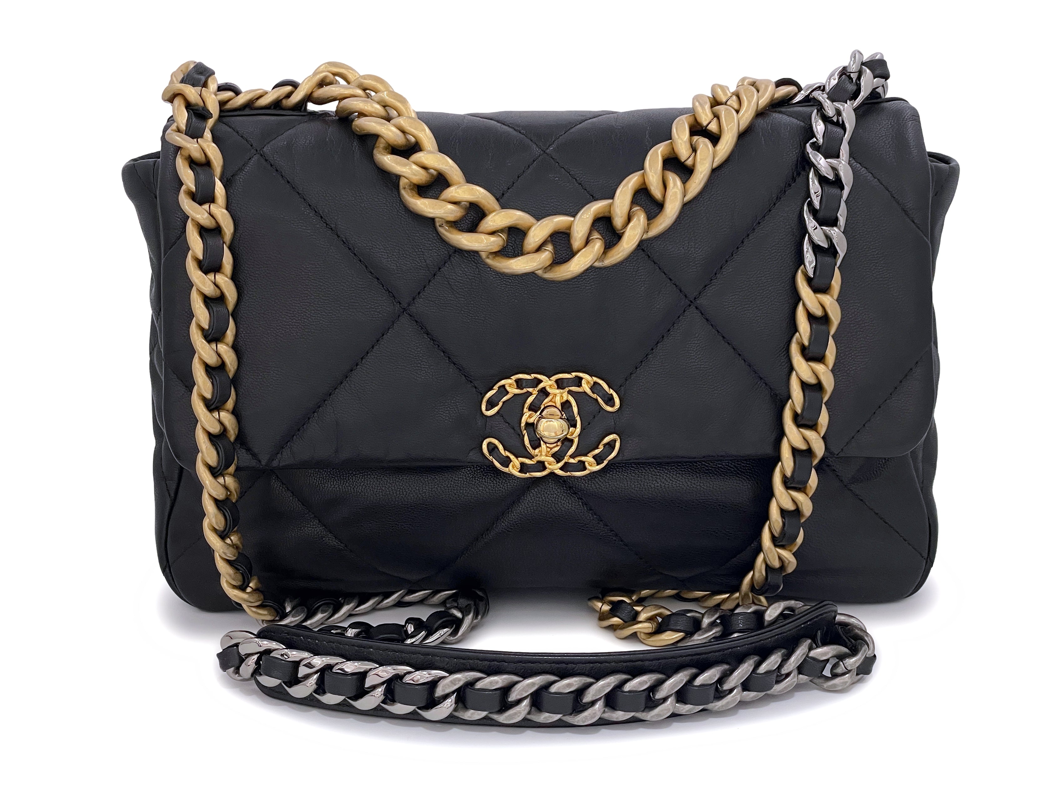 Chanel Large 19 Flap Bag Black Lambskin Mixed Hardware – Madison