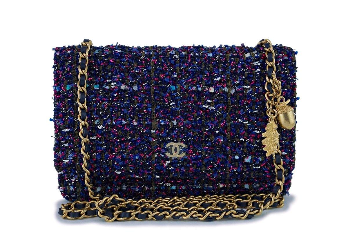 Chanel Mini Iridescent Purple Quilted Lambskin Wallet on a Chain WOC