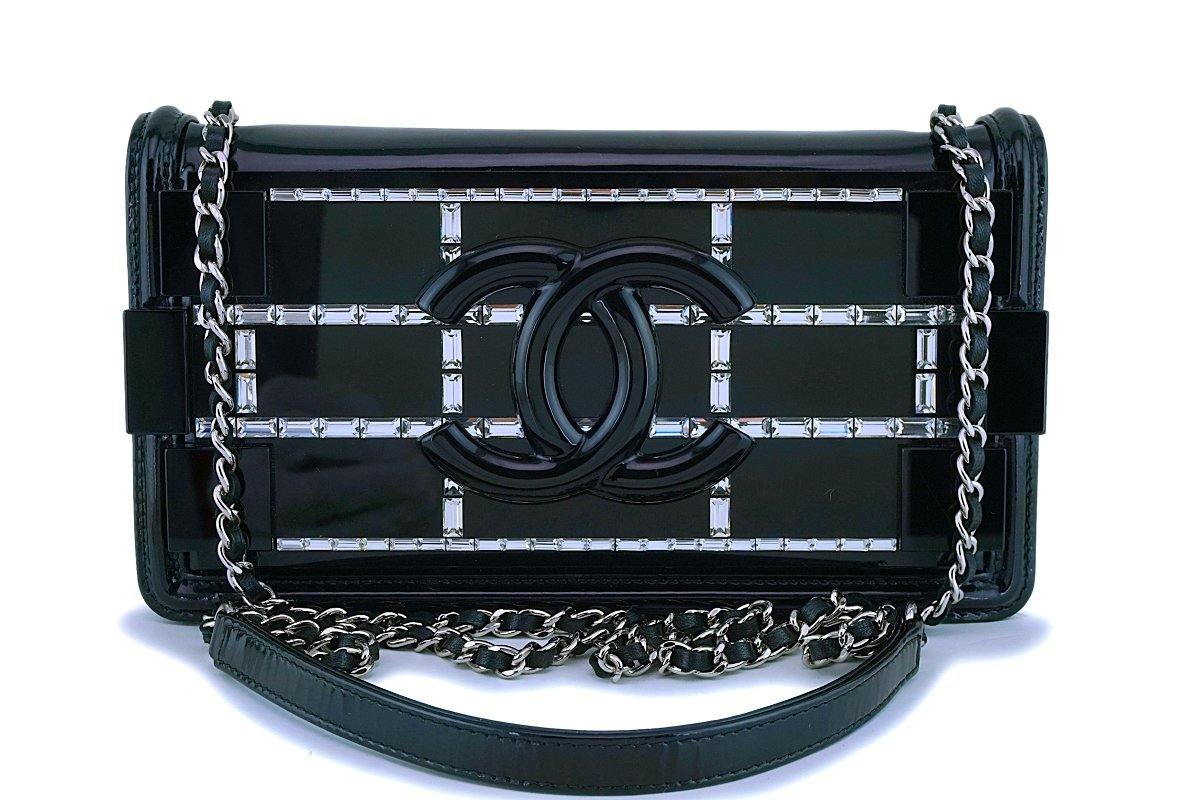 Chanel Black Quilted Lambskin And Plexiglass Lego Brick Ruthenium