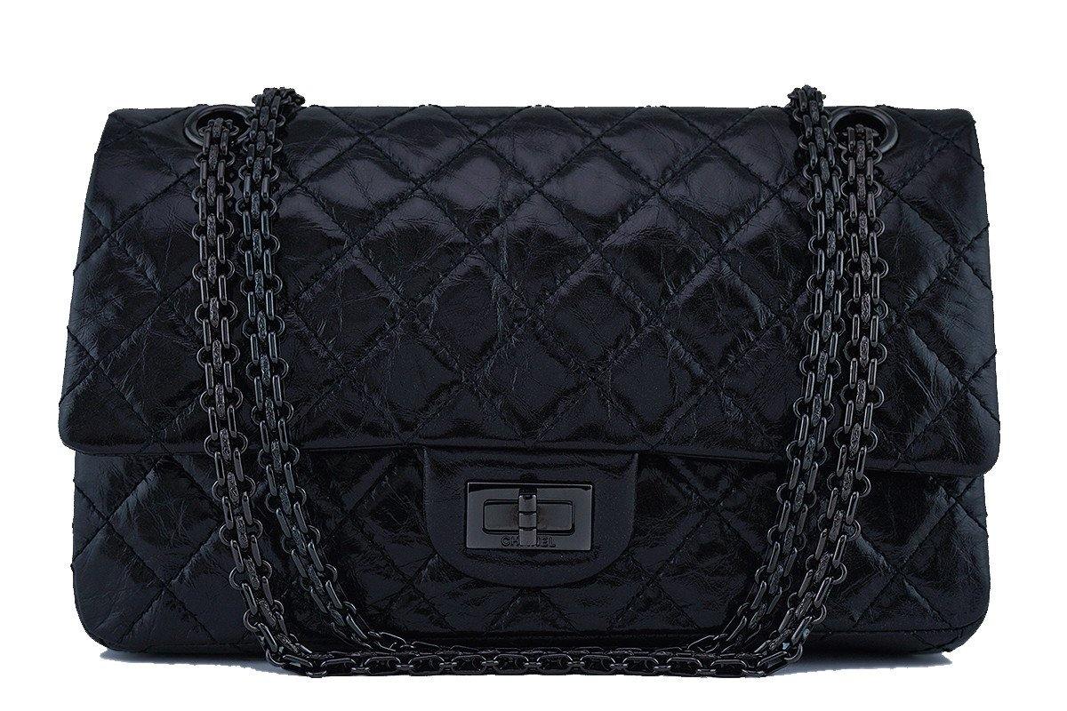Chanel So Black Reissue 2.55 Flap Bag Quilted Glazed Calfskin 225 -  ShopStyle