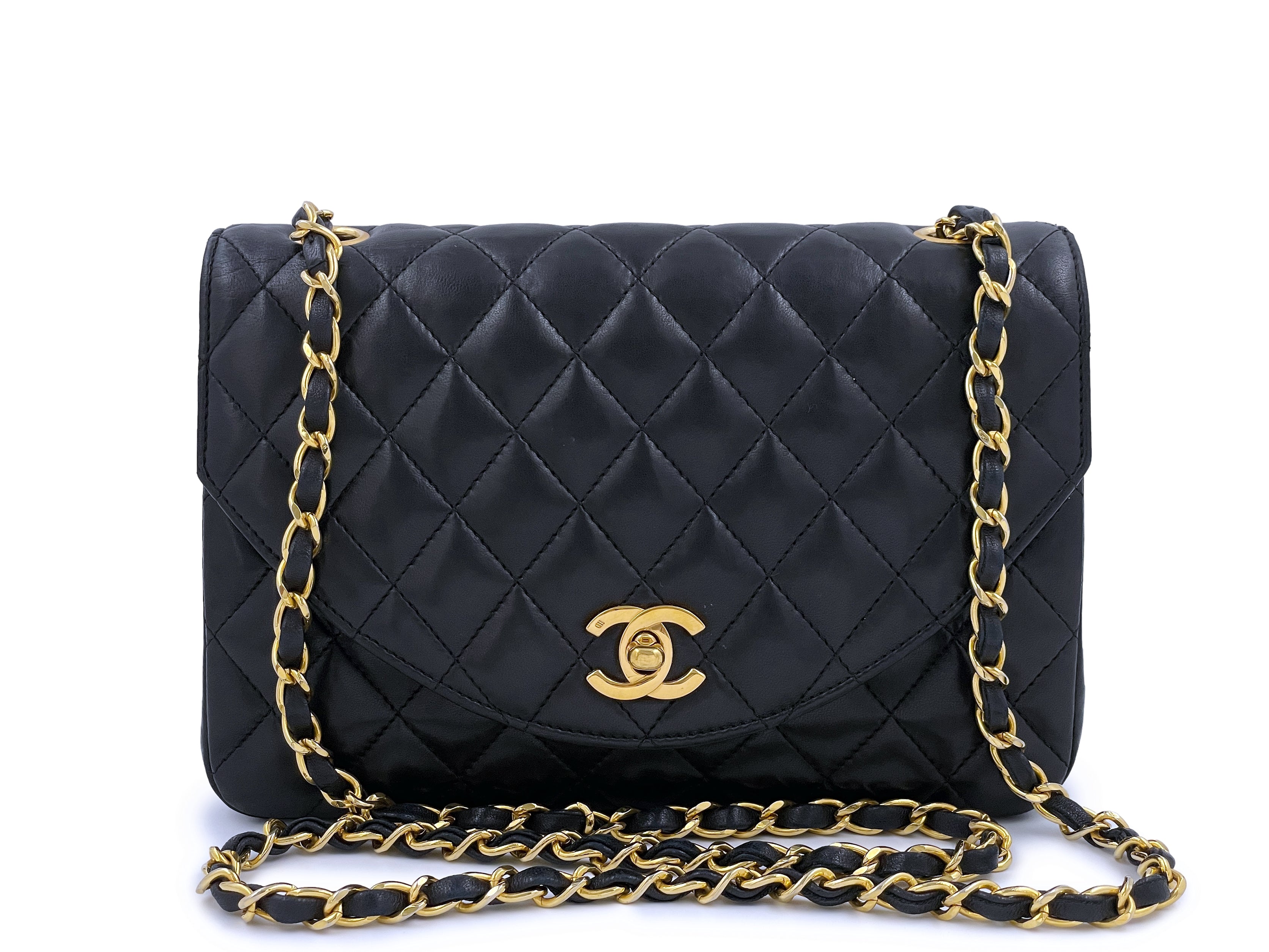 Chanel Vintage Black Quilted Lambskin Half Moon Flap Gold Hardware