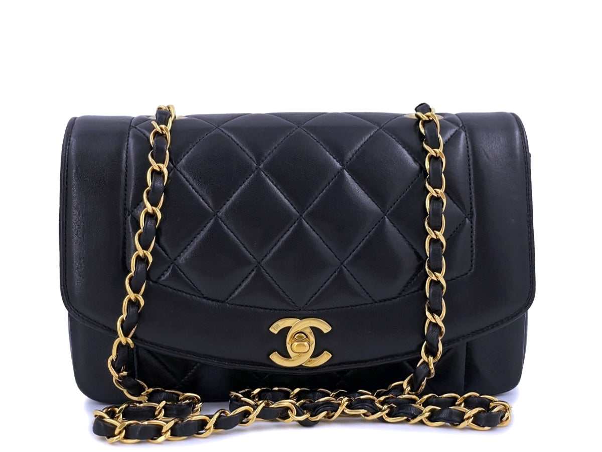 Chanel Vintage Black Lambskin 24K GHW Diana Flap Bag – Jadore Couture